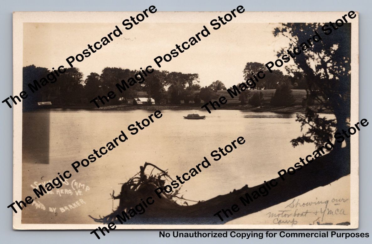 Seymour\'s Camp NORTH HERO Island Vermont RPPC Antique Photo Postcard 1922