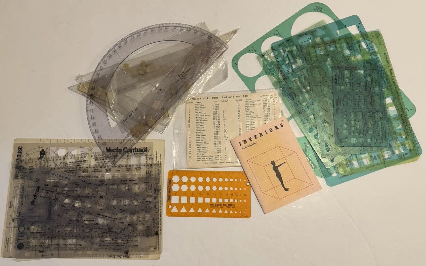 Vintage Architectural Drafting Stencils Lot Steelcase Thonet Westinghouse Vecta