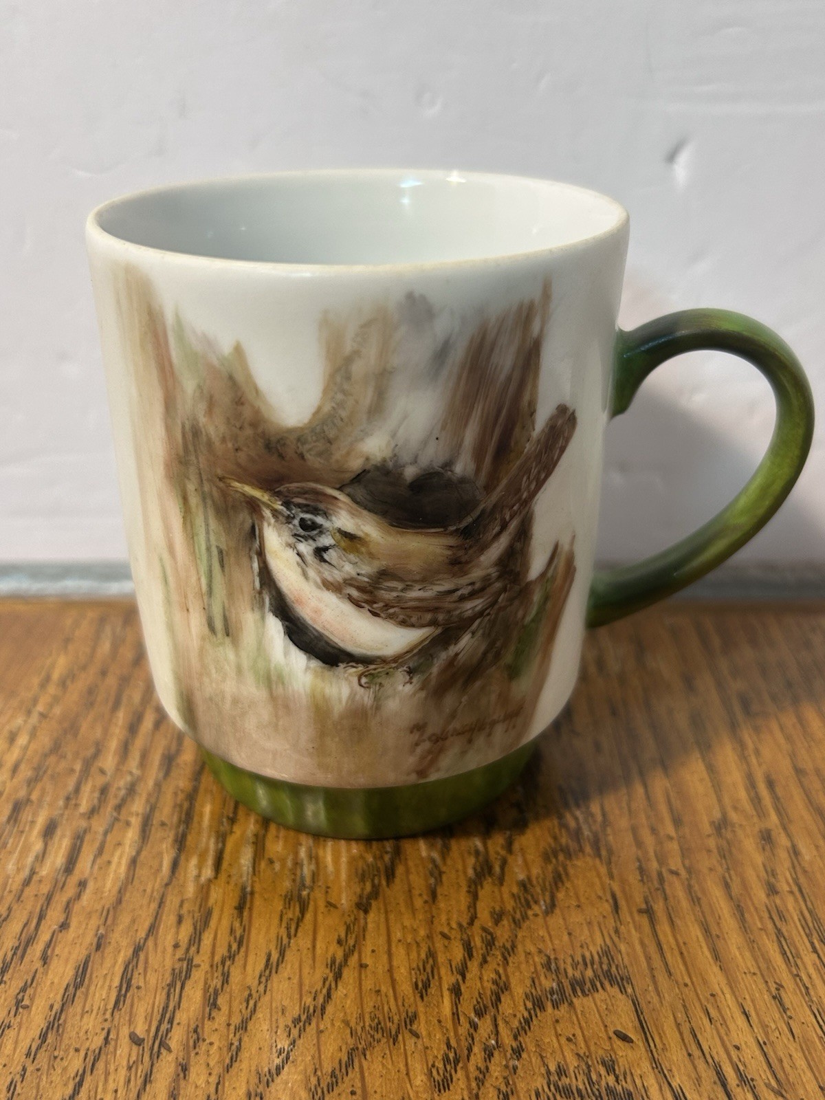 Bareuther Waldsassen Bavaria Germany Wren Bird Coffee Mug Hand Painted Vintage