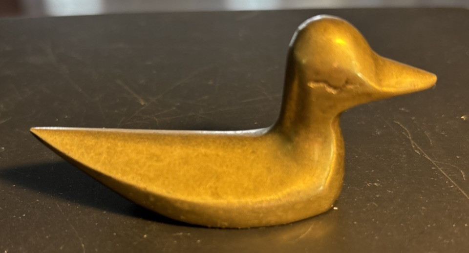 VTG Solid Brass Duck Miniature Figurine Bird MCM Paperweight 3\