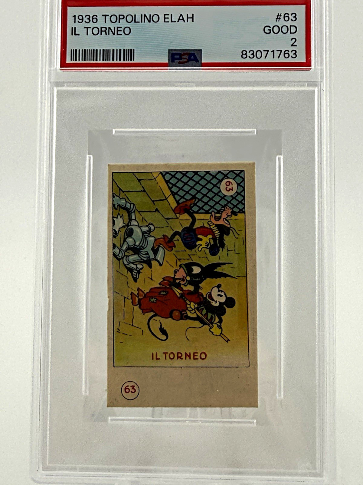 Elah 1936 Topolino Disney Mickey Mouse IL TORNEO #63 PSA 2 Italian Card
