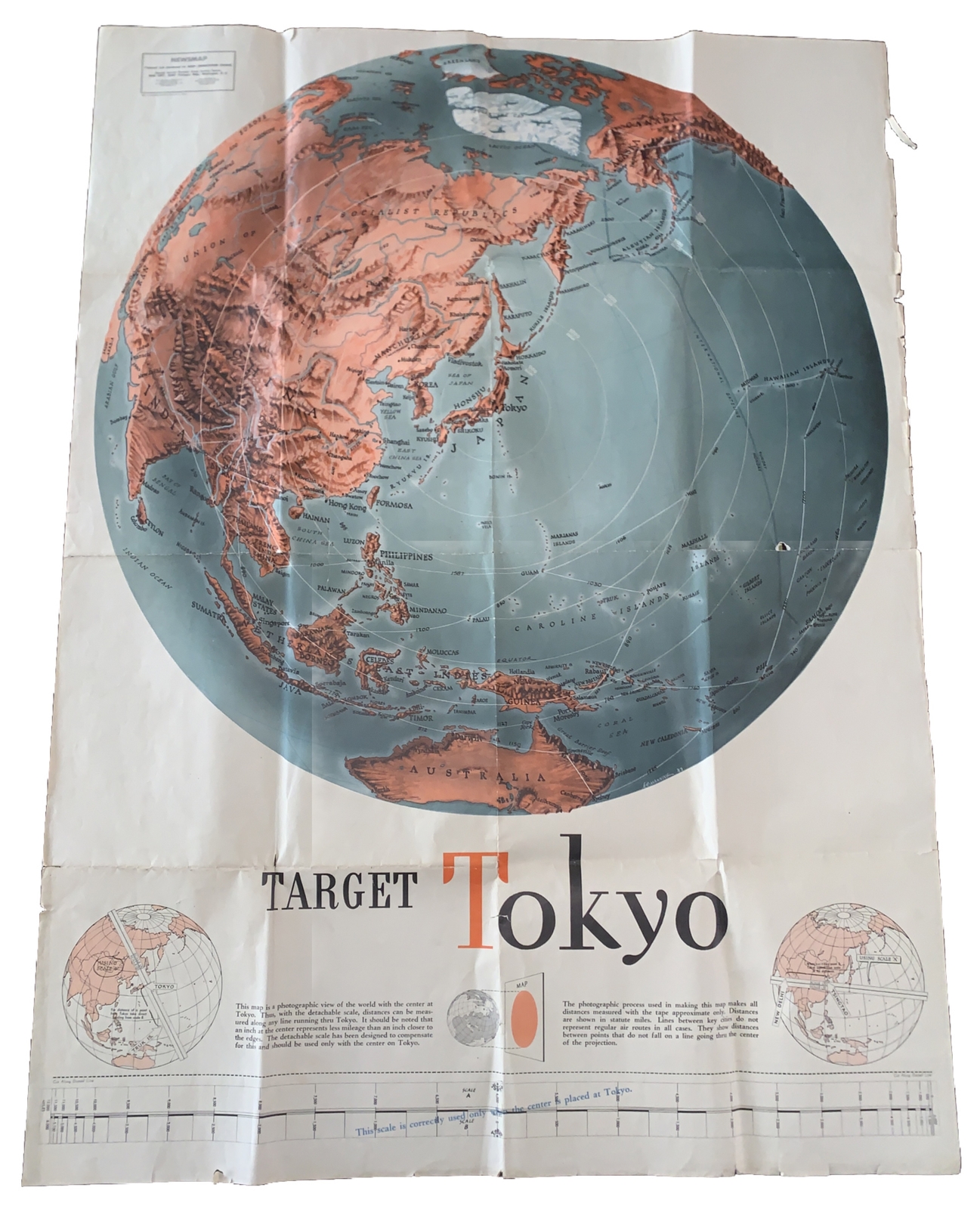1943, F. E. MANNING, TARGET TOKYO, WW2, PROPAGANDA MAP, POSTER, WWII, 47\ 1943, F. E. MANNING, TARGET TOKYO, WW2, PROPAGANDA MAP, POSTER, WWII, 47\