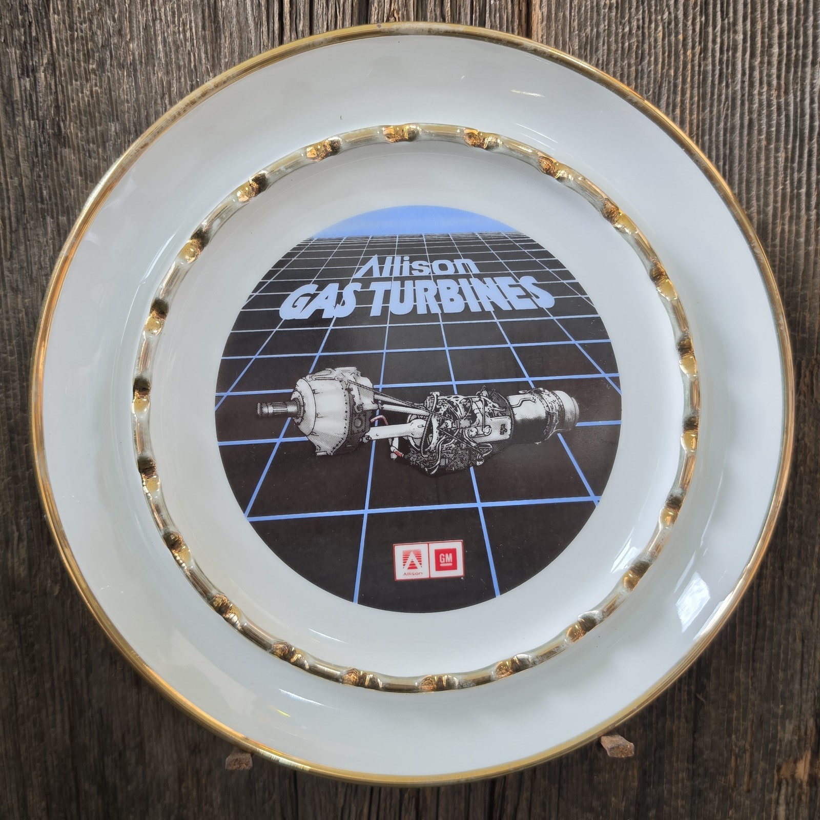 Vintage Allison Gas Turbines GM General Motors Aviation Porcelain Cigar Ashtray Vintage Allison Gas Turbines GM General Motors Aviation Porcelain Cigar Ashtray