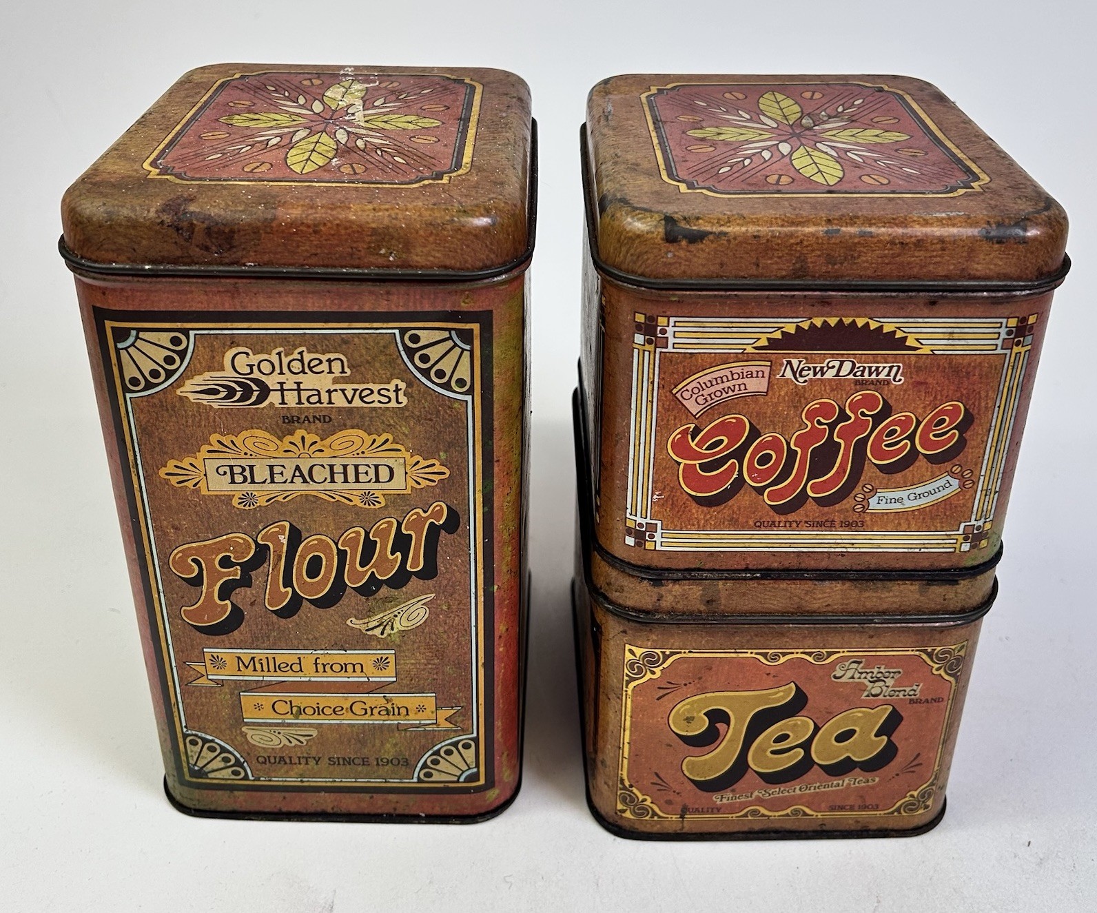 Set of 3 Cheinco 1970’s Vtg Houseware Canister Tins Flour, Coffee,  and Tea