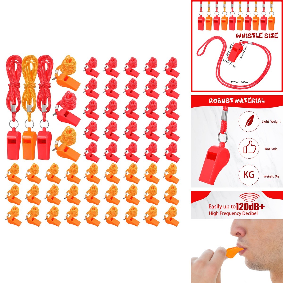 Honoson Whistle Adults 100 Pcs Orange/Red