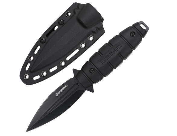 USMC Black Fixed Blade Dagger Tactical Boot Knife 7\ USMC Black Fixed Blade Dagger Tactical Boot Knife 7\