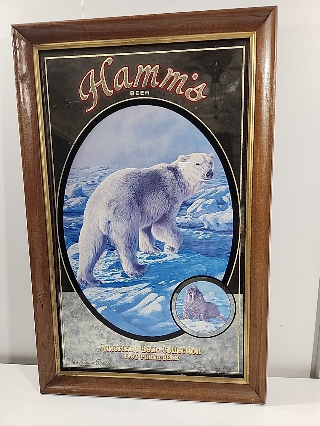 Hamm’s POLAR BEAR 1993 - Hamm\'s Beer Mirror 24”x15” Vintage Mancave Bar