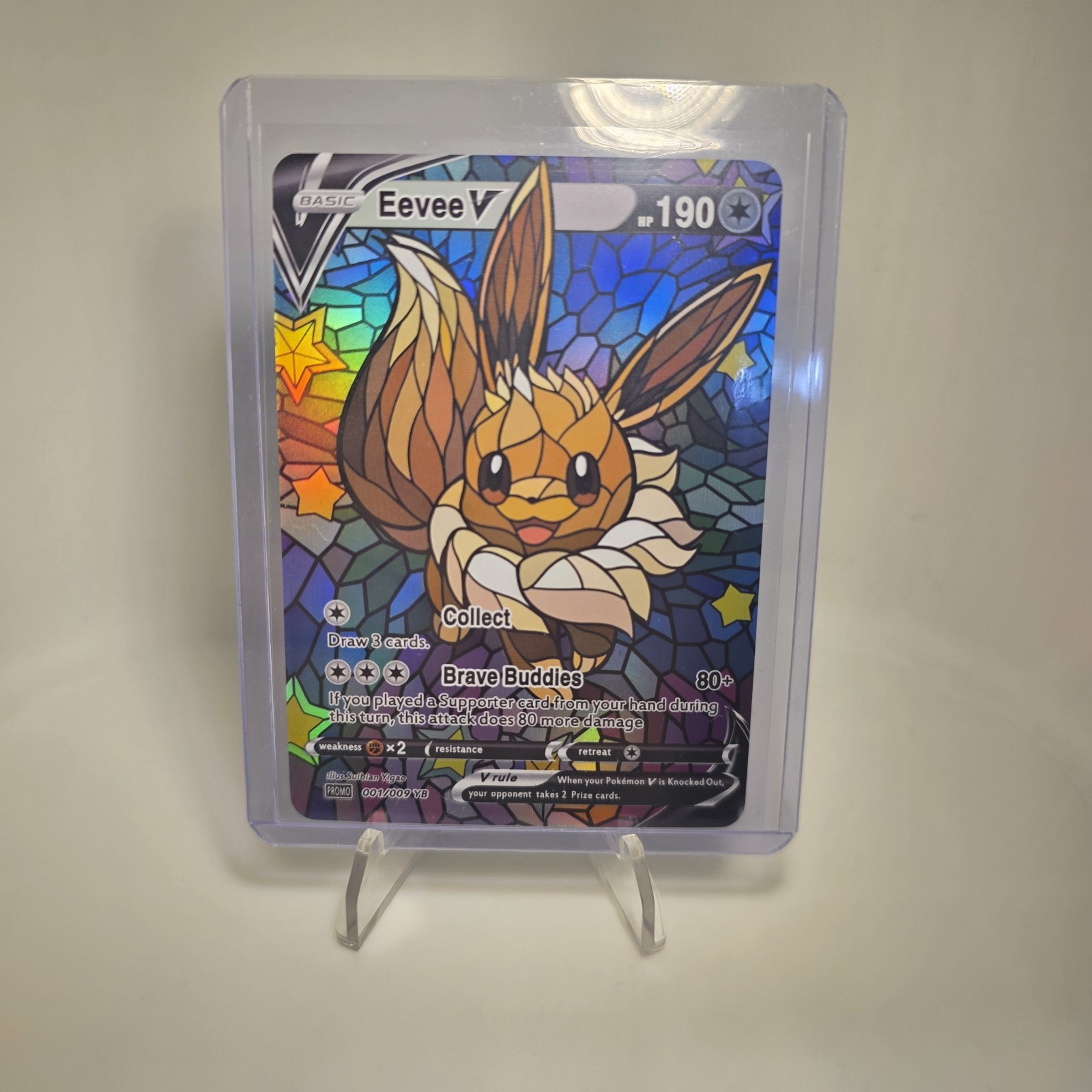 Eevee V Stained Glass Foil Cosplay Custom Fan Art Homage - Non TCG