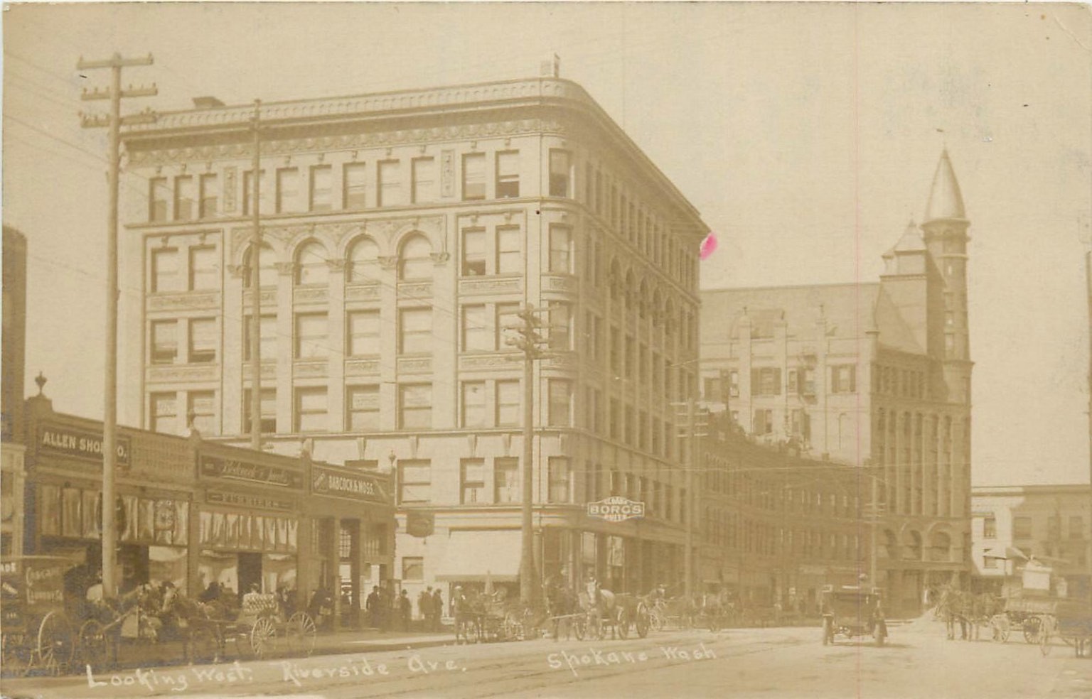 RPPC Spokane WA Riverside Ave Street Scene 1908 Horse & Buggy Chester Postmark RPPC Spokane WA Riverside Ave Street Scene 1908 Horse & Buggy Chester Postmark
