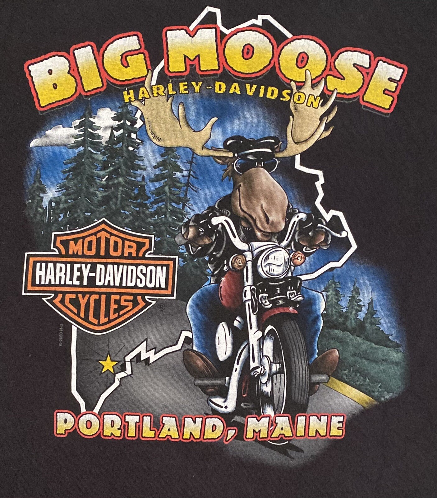 Harley Davidson Portland, Maine Big Moose T-shirt/  Sz-L