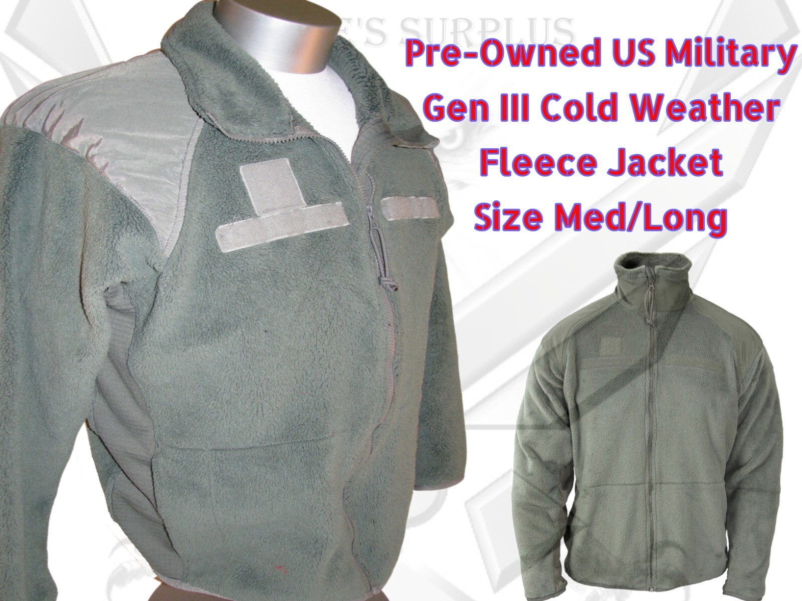 Used Military Foliage Green Peckham Polartec Gen III Fleece Jacket Top Md/Lng Used Military Foliage Green Peckham Polartec Gen III Fleece Jacket Top Md/Lng