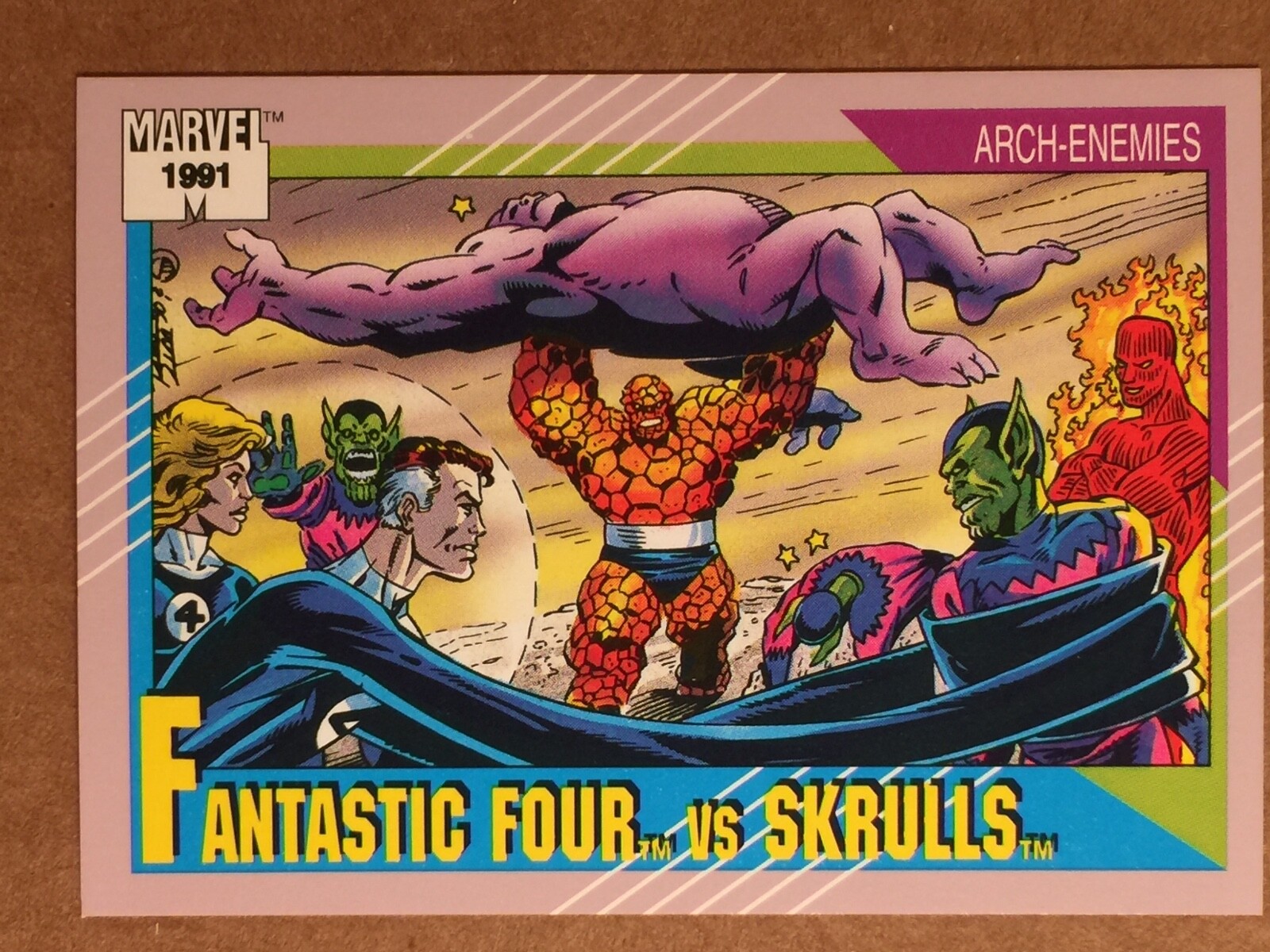 1991 Marvel Comics Impel Trading Card #92 Fantastic Four vs. Skrulls. Vintage.