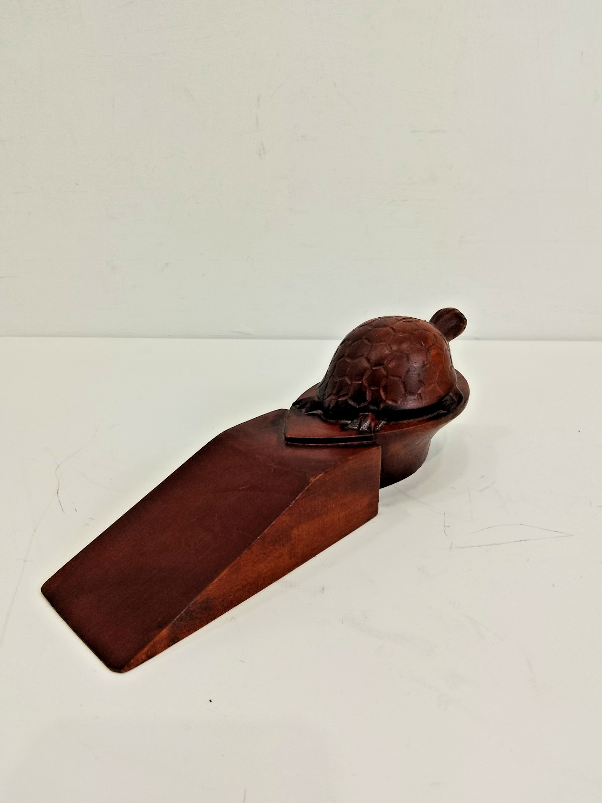 Artisan Carved Wooden Turtle Door Stopper 23 cm Long