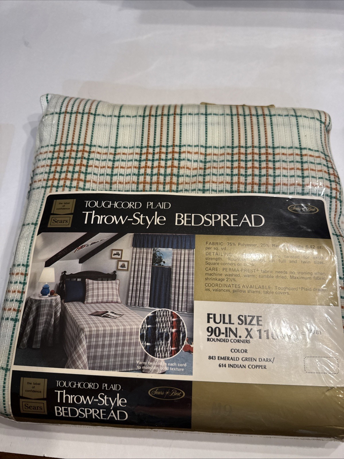 Vintage NOS Sears Toughcord Plaid Bedspread Full Size 90 Vintage NOS Sears Toughcord Plaid Bedspread Full Size 90