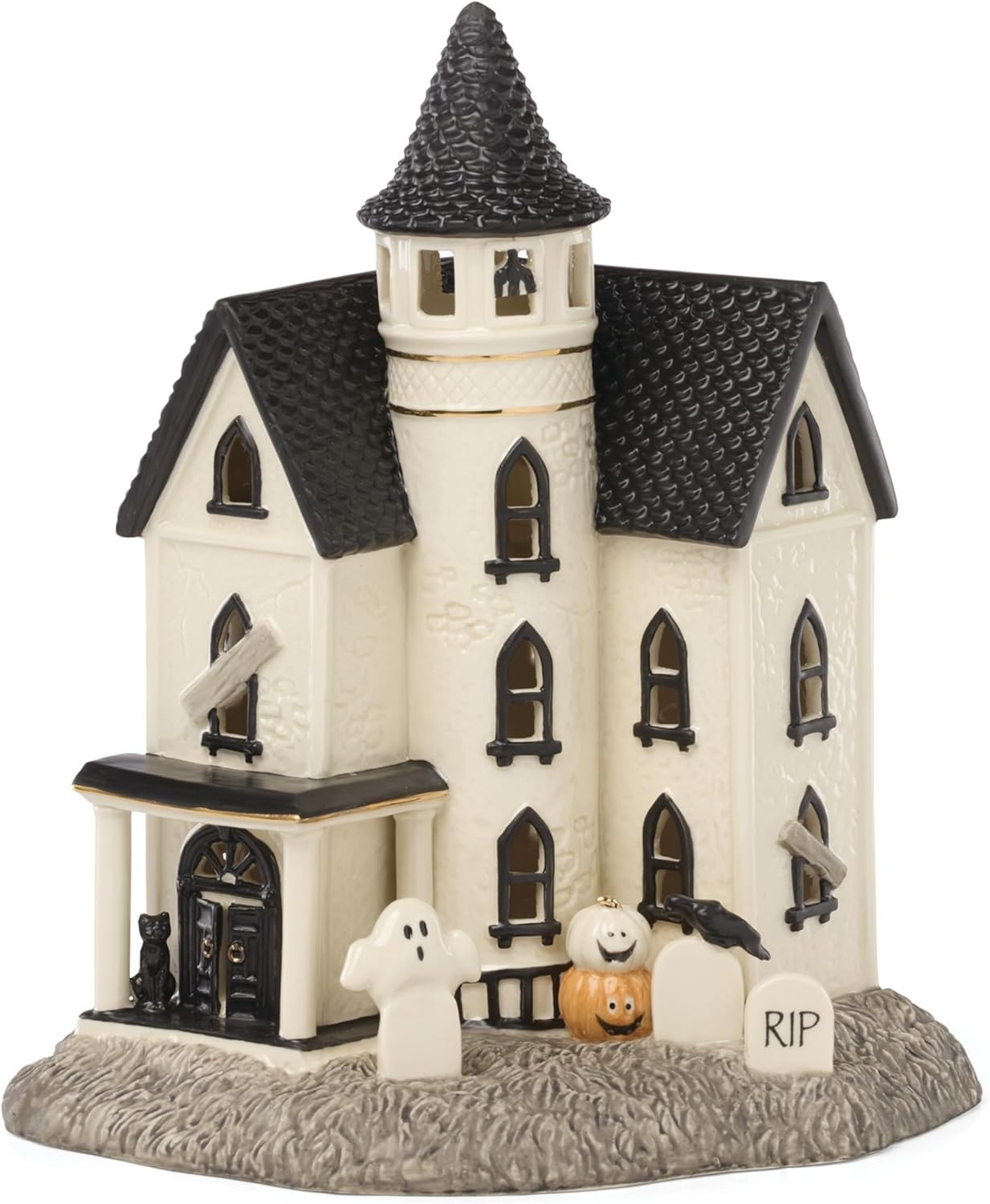 2025 LENOX HAUNTED HOUSE FIGURINE - VINTAGE HALLOWEEN LIT MANOR