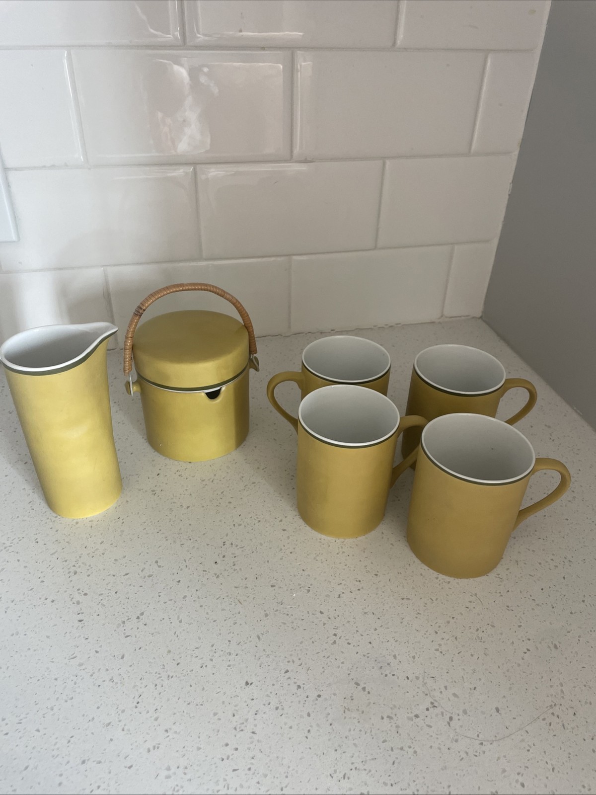 RARE 1960\'s Vintage LaGardo Tackett Tea Set Yellow Porcelain Japan Schmid Intl