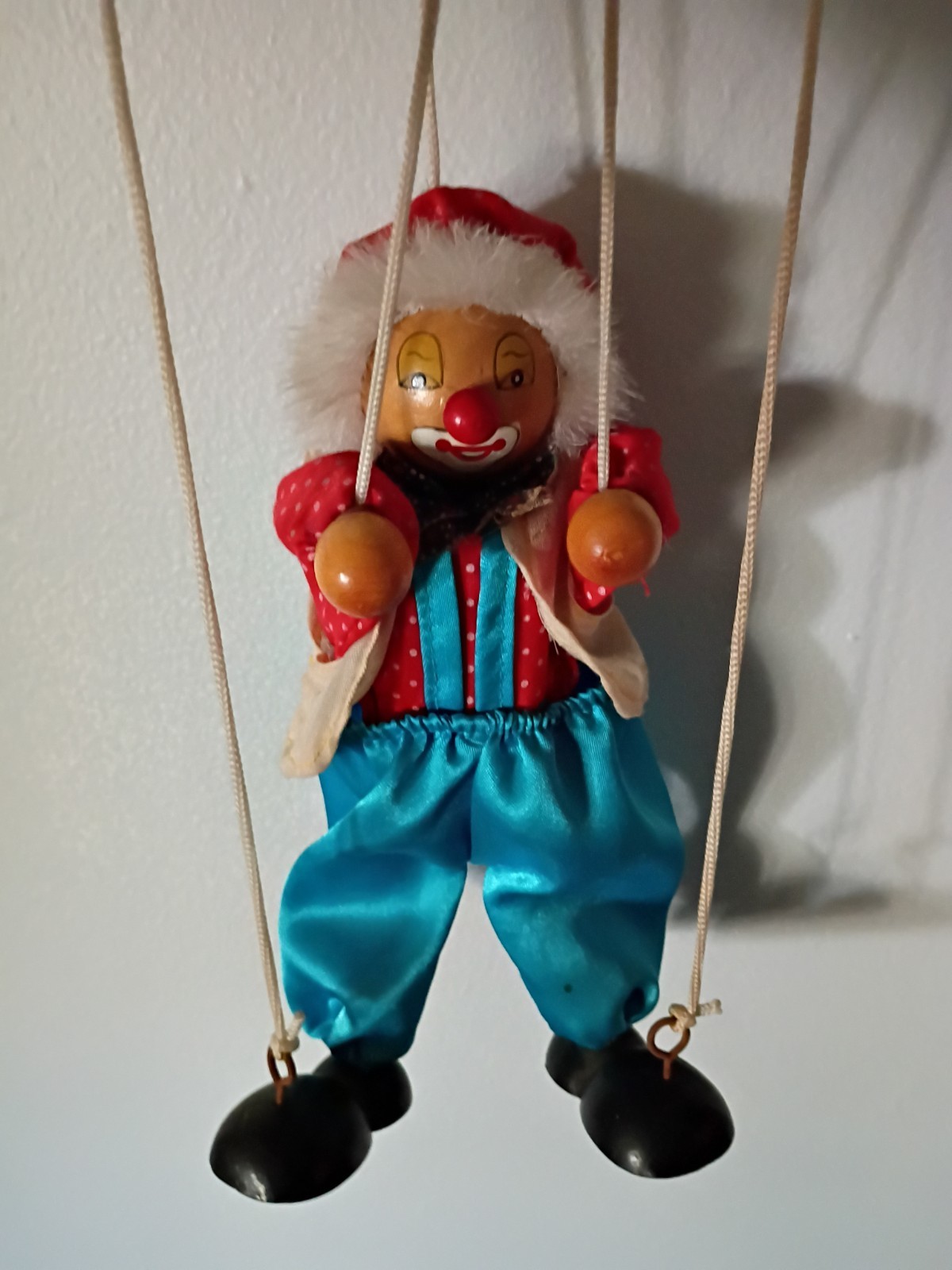 Vintage 1990s Wooden Head Circus Clown Marionette Distributed By GB Retailers