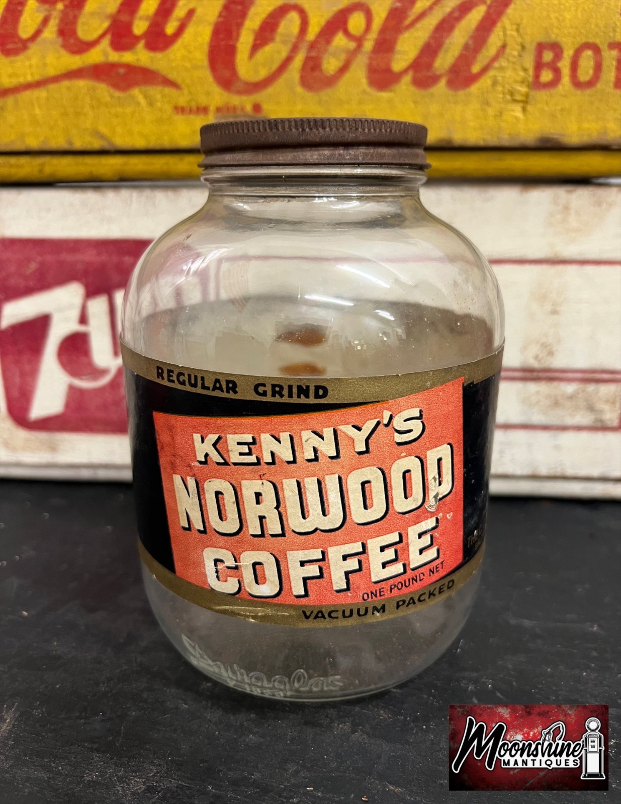Vtg. KENNY\'S NORWOOD COFFEE Jar
