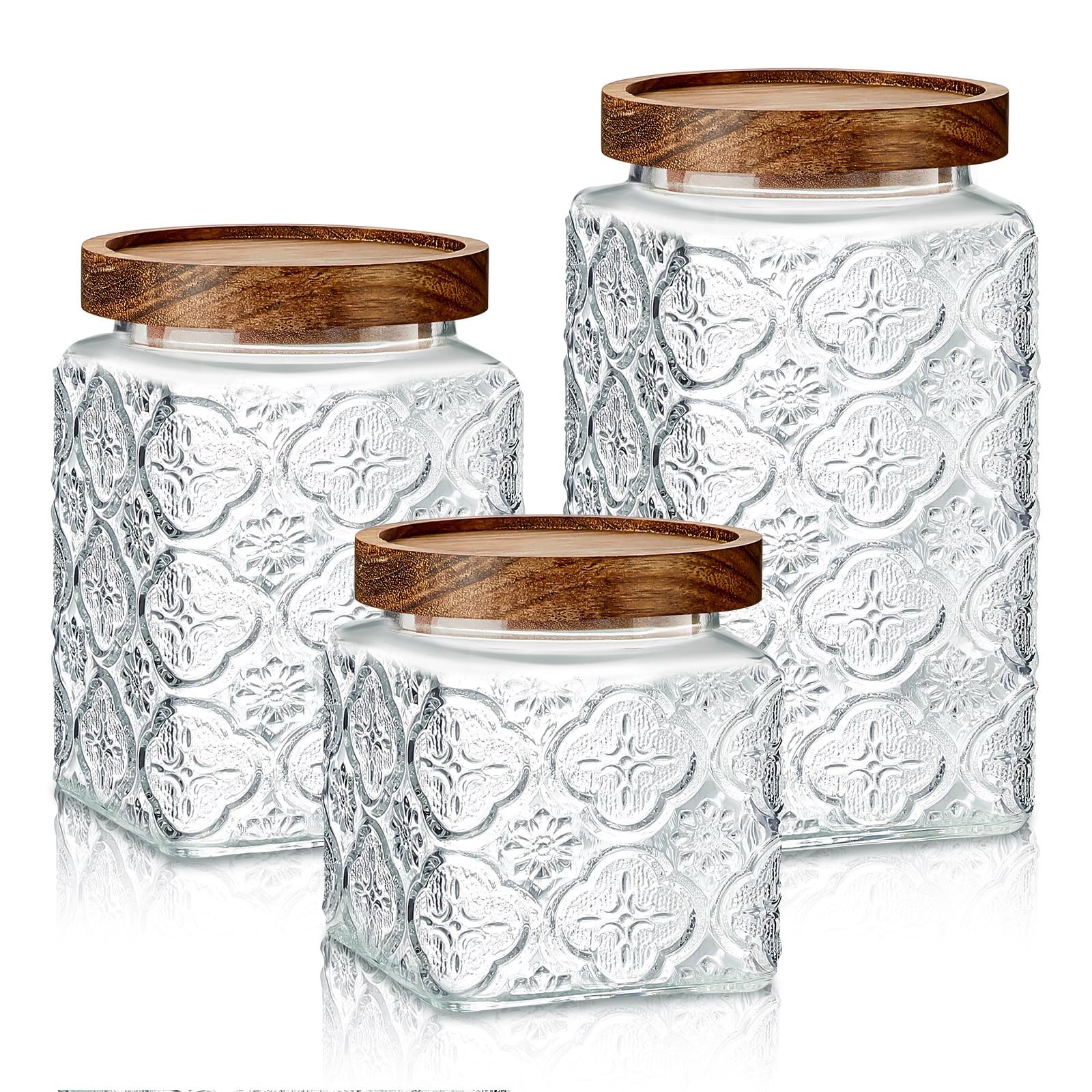 Gerrii 3 Pcs Glass Food Storage Containers 17/24/34 oz Vintage Jar... Gerrii 3 Pcs Glass Food Storage Containers 17/24/34 oz Vintage Jar...