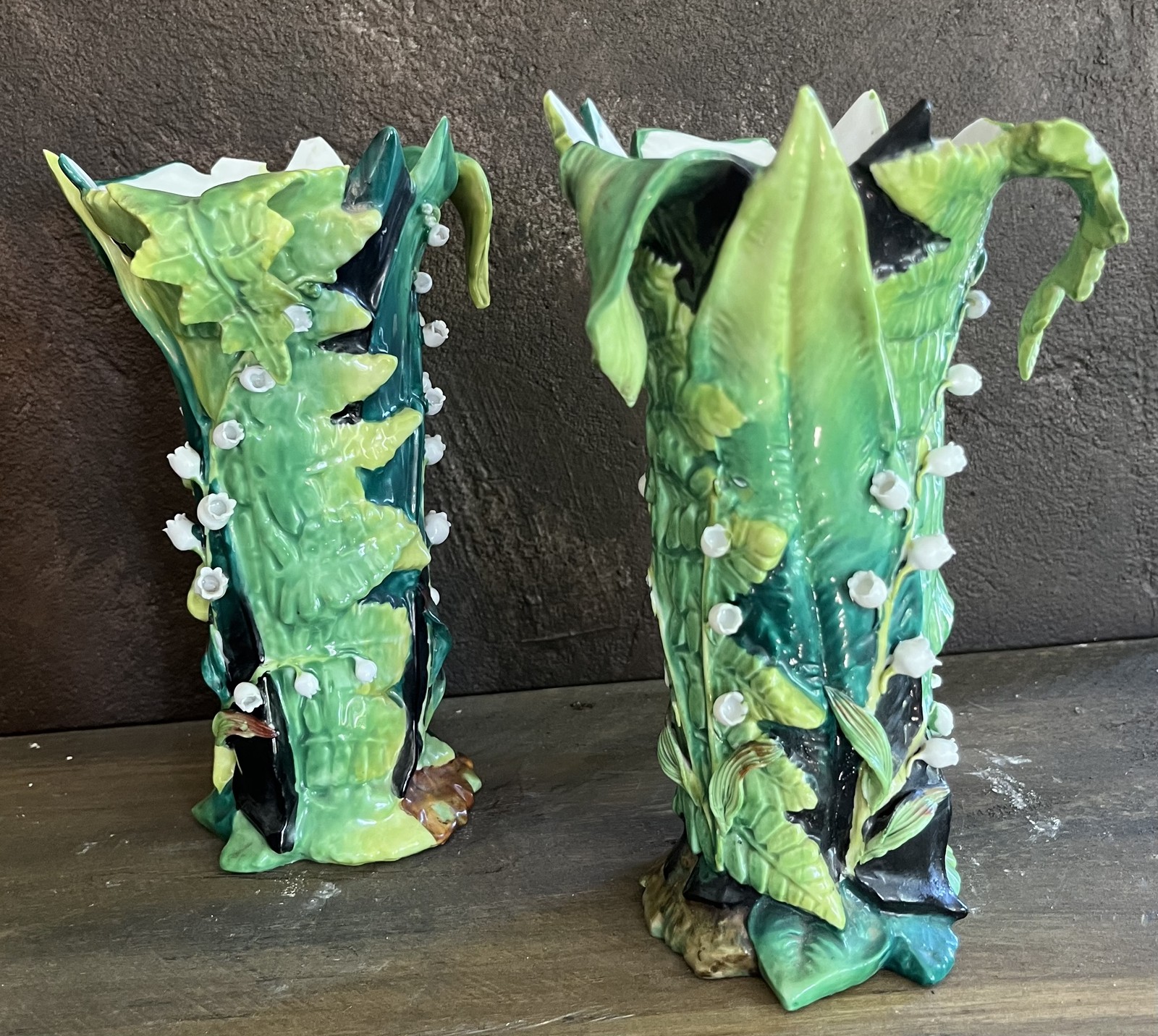 Antique 19th C Pair French Old Vieux Paris Porcelain Botanical Vases