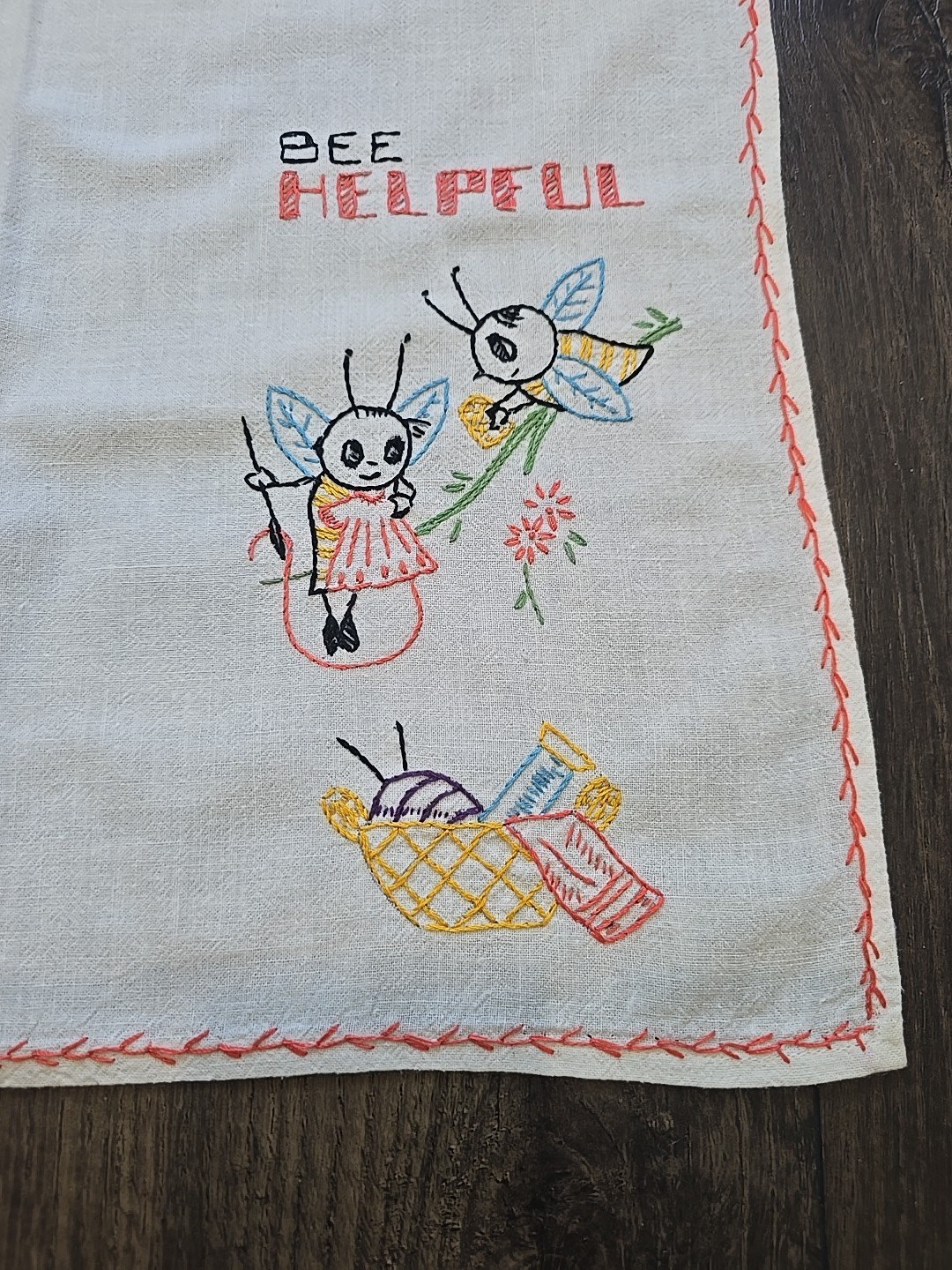 Vtg Save The Bees Bee Helpful Dish Towel Feed Flour Sack 33\
