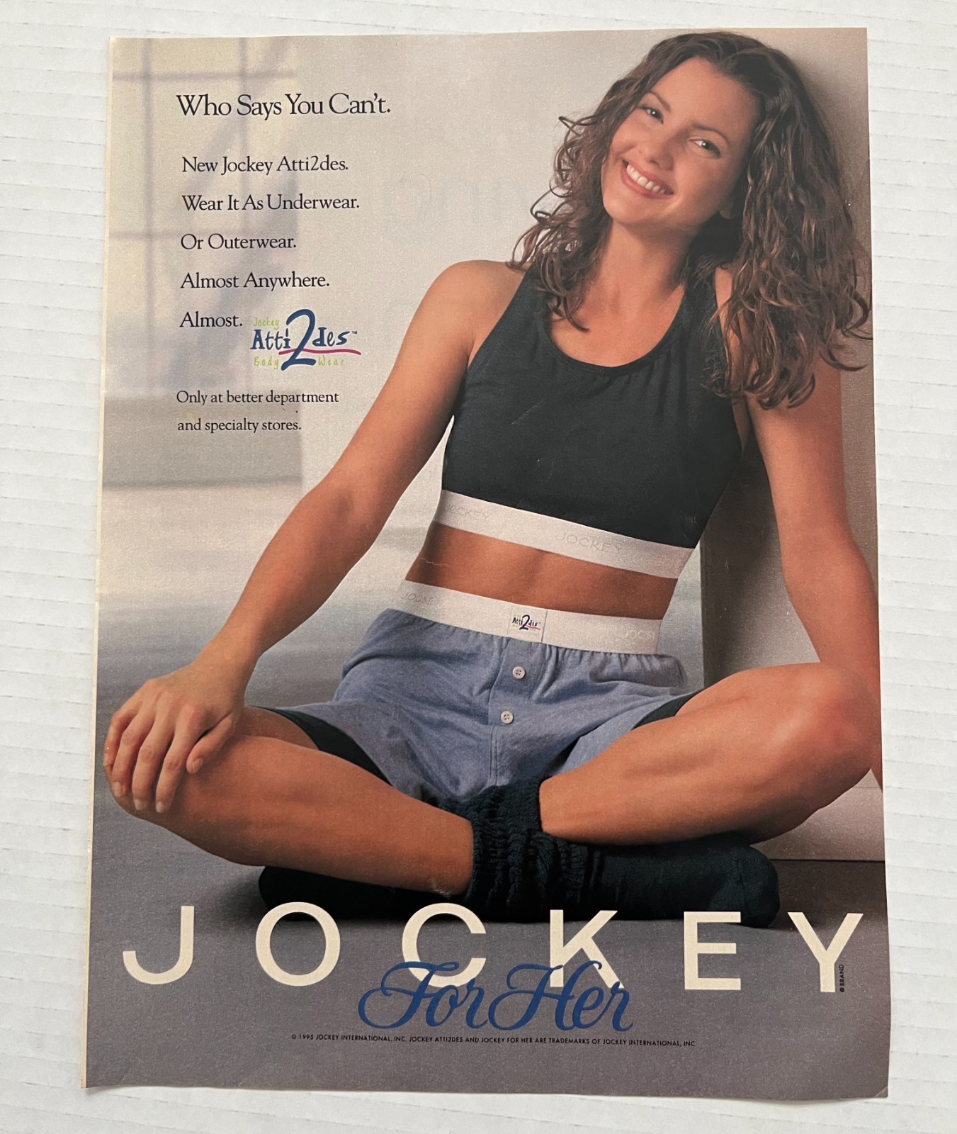 1995 Vtg Jockey For Her Atti2des Women\'s Underwear Magazine Ad
