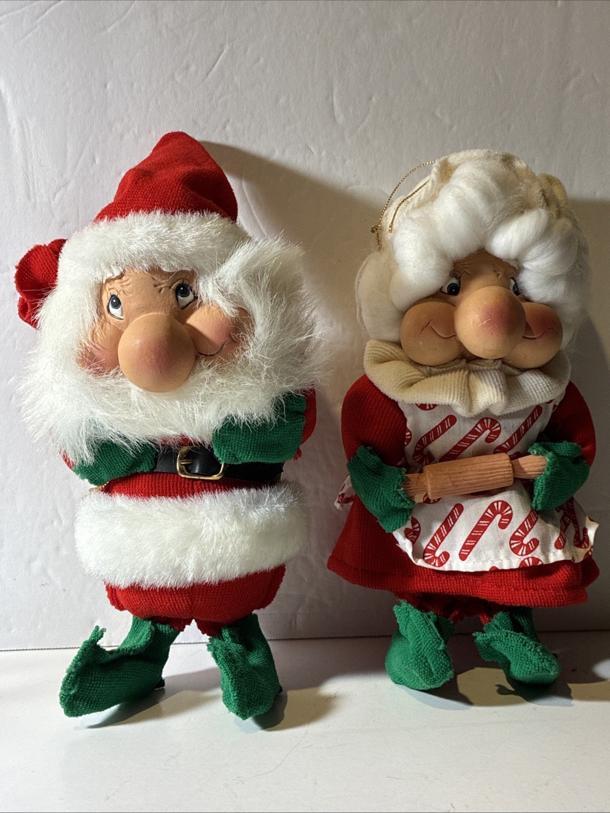 VTG Santa’s Best “ The Santakins” Claus & Mrs Claus Ornaments 8”