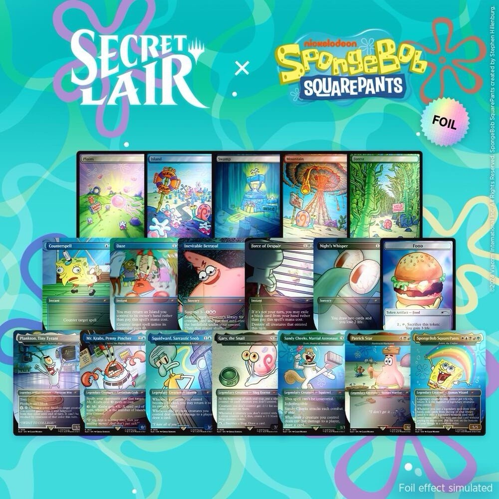 Complete All 3 Boxes Unopened Rainbow Foil MTG Secret Lair SpongeBob SquarePants