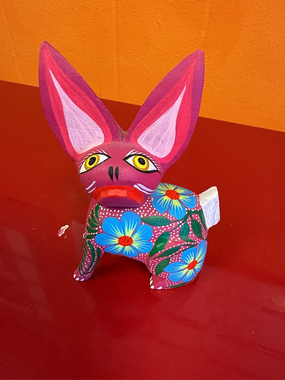 Oaxacan Wood Carving Rabbit Alebrije Mexican Folk Art Hand Painted