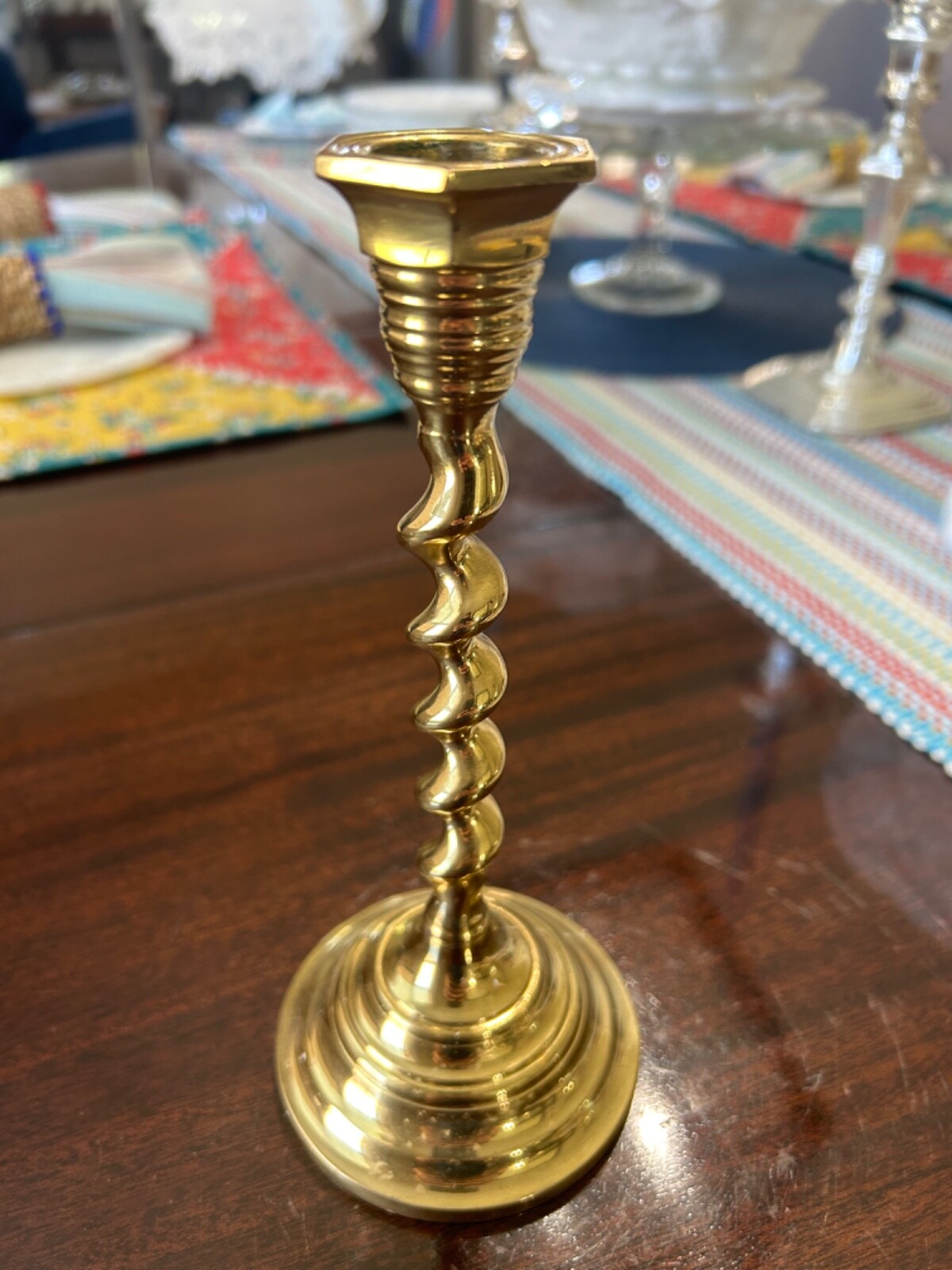 Vintage 8” Brass Spiral Taper Candlestick Holder Brass Barley Vintage 8” Brass Spiral Taper Candlestick Holder Brass Barley