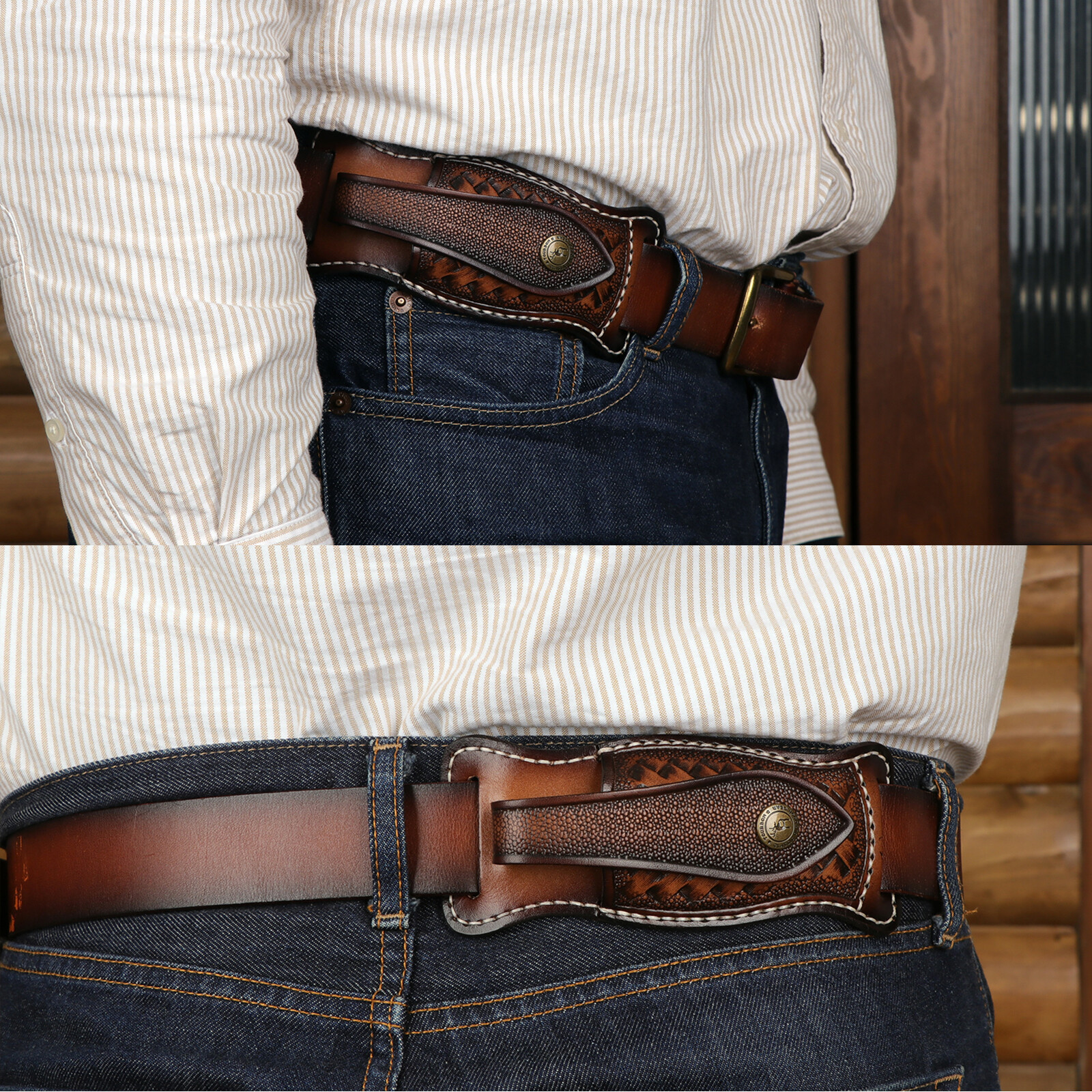 Leather Folding Blade Knife Sheath Belt Pocket Knives Case for Buck-Xmas Gift