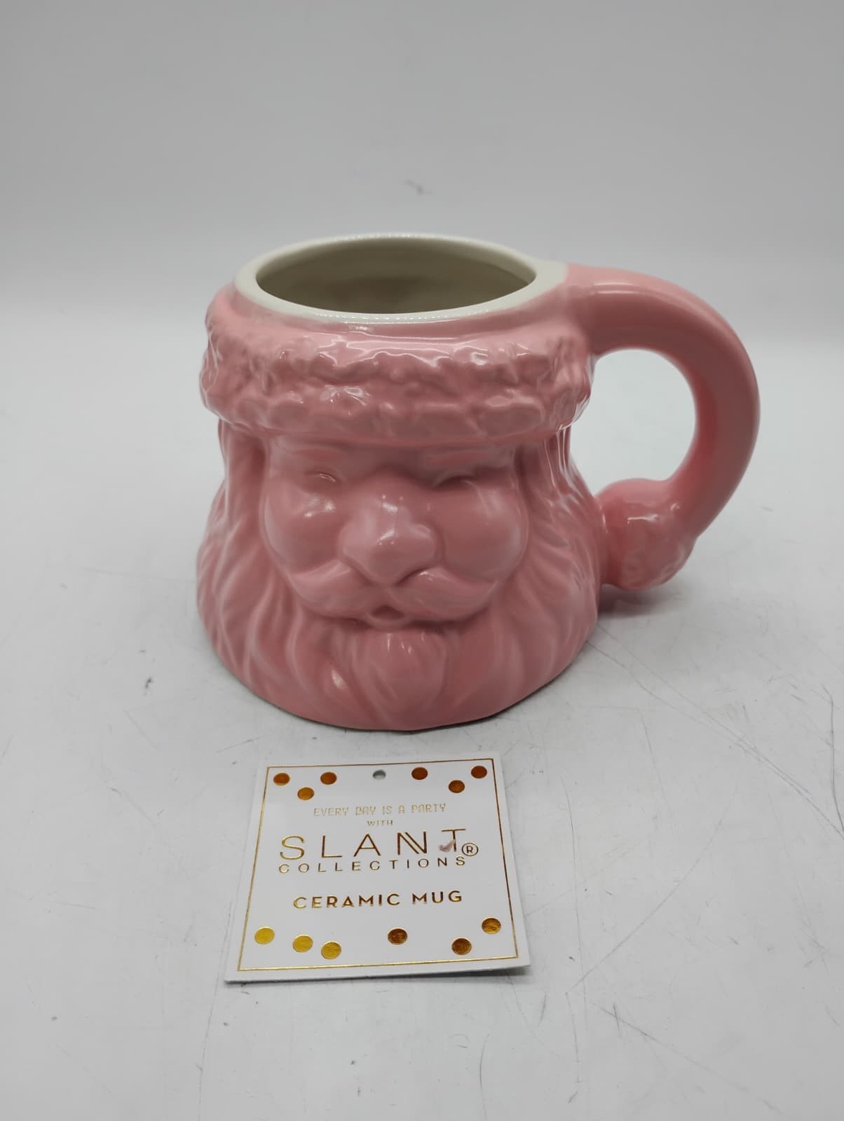 Slant Collections Christmas Santa Claus Ceramic Mug Pink 15oz Holiday Coffee Cup