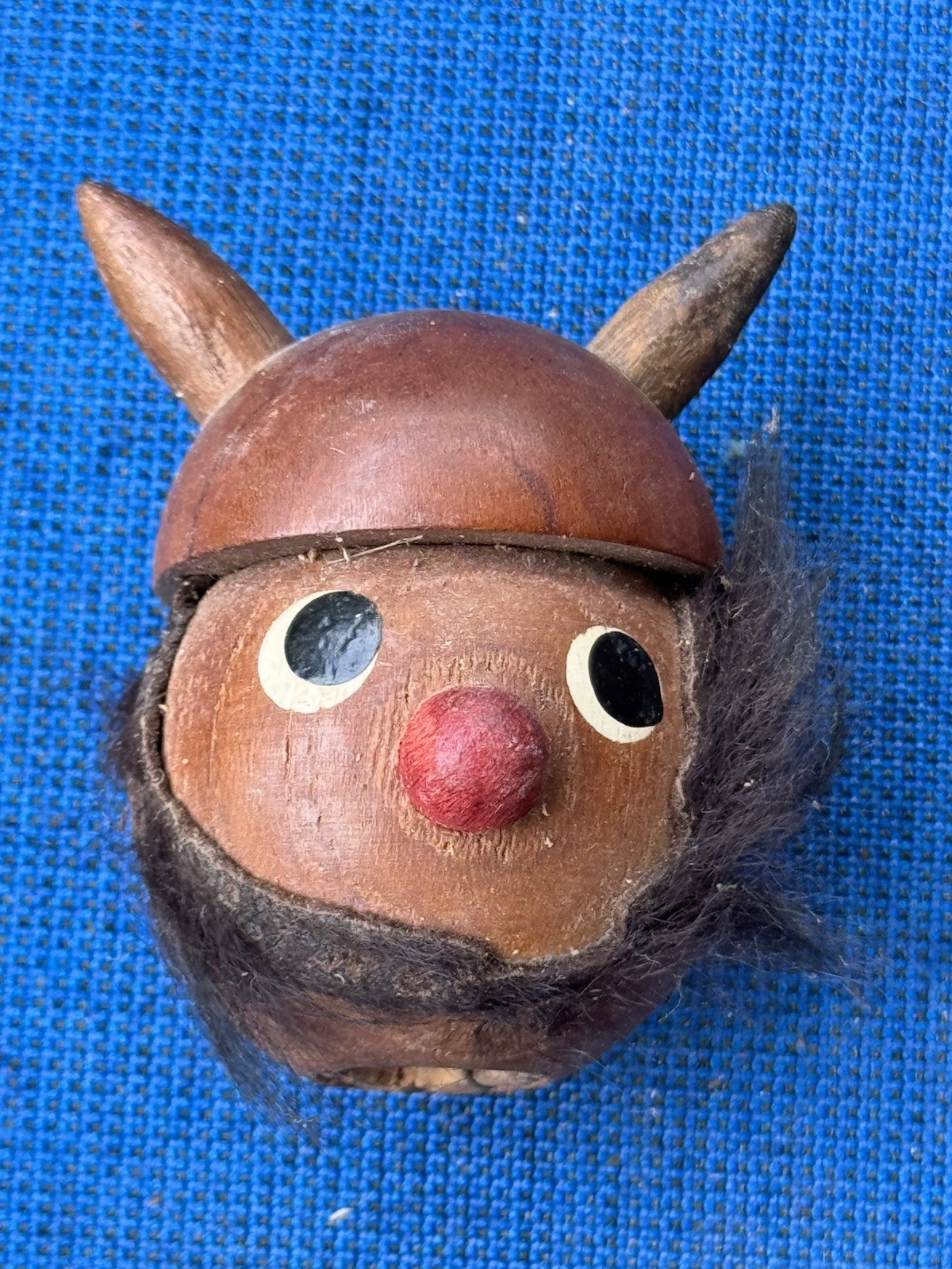 Vintage Wooden Clown / Red Nose Figural Wine Liquor Bottle Stopper Pourer