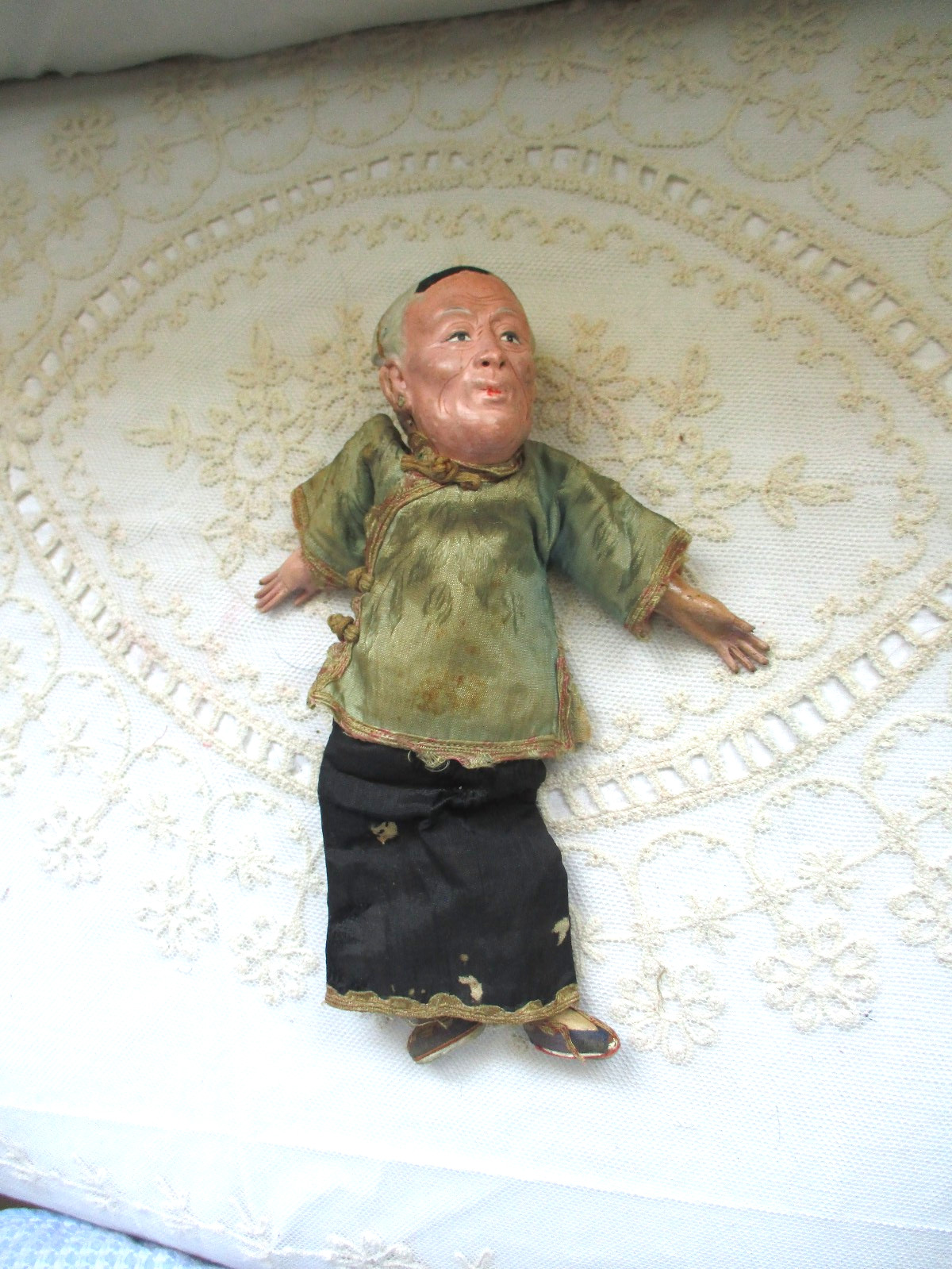 Antique Chinese Mission Opera Character Old Woman Silk Clothes Clay 10 Antique Chinese Mission Opera Character Old Woman Silk Clothes Clay 10