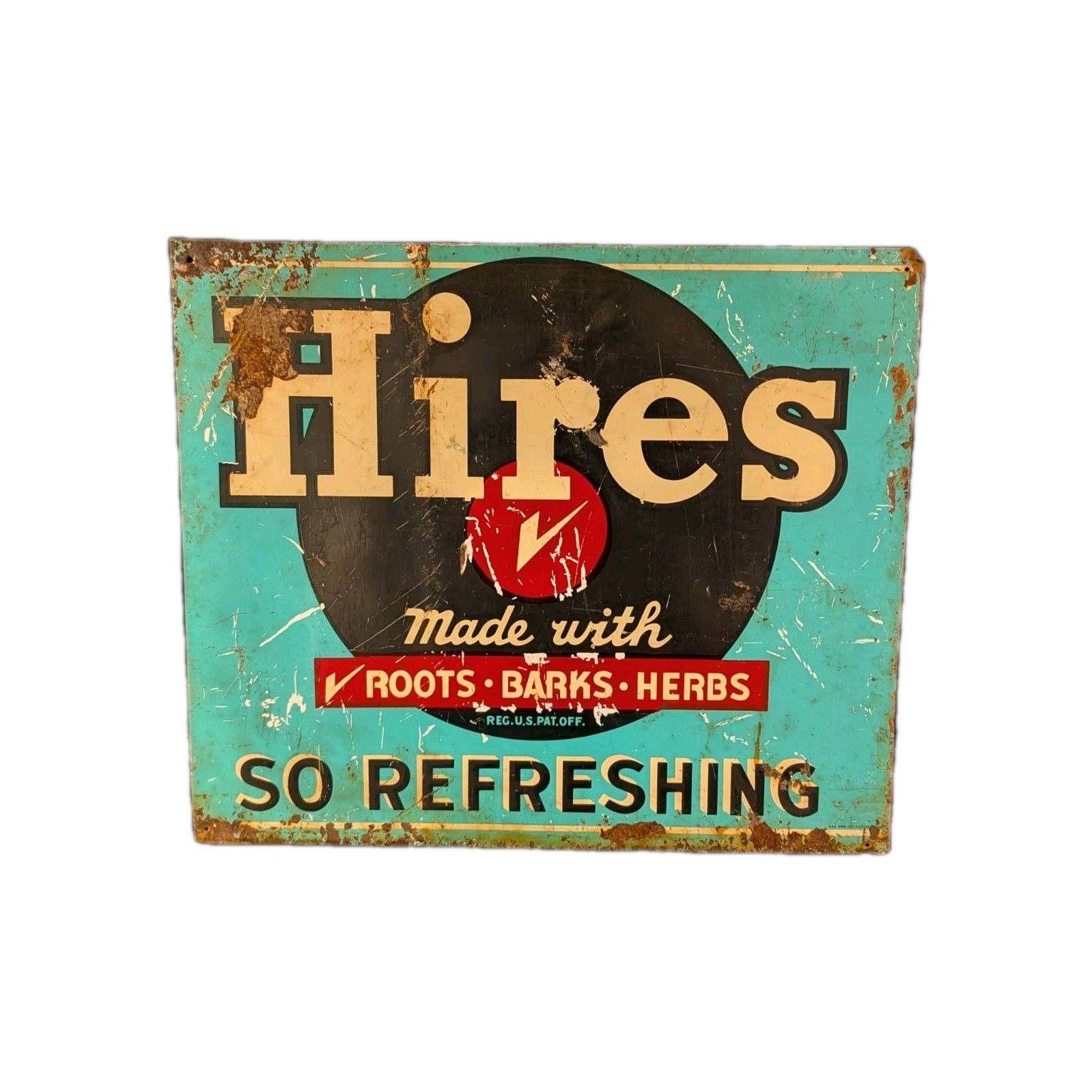 Authentic Vintage 1940’s Hires Root Beer Metal Sign 13 5/8\