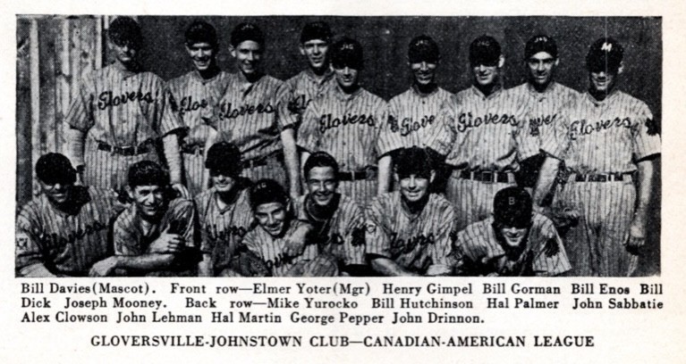 1939 Gloversville-Johnstown Canadian-American League Bill Hutchinson Vintage 2x4