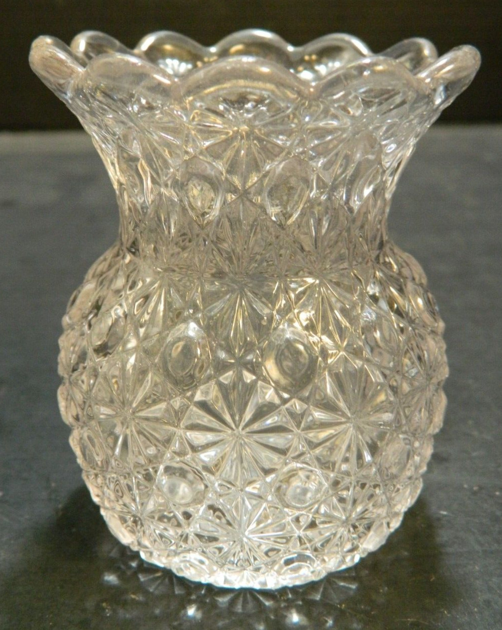 Vintage Clear Daisy Button Glass Toothpick Holder 2.88\