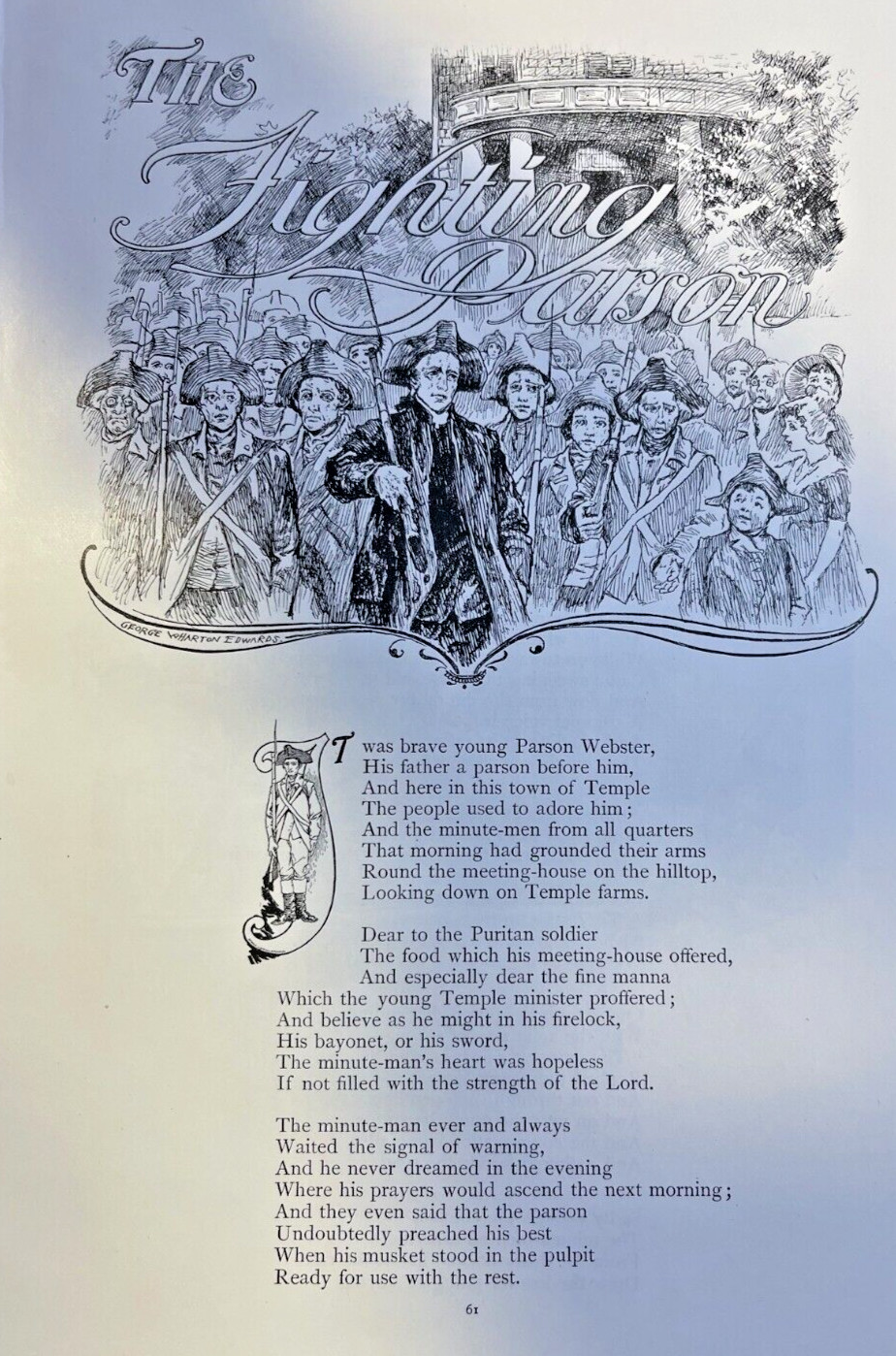 1890 Poem The Fightin Parson by Henry Ames Blood illustrated