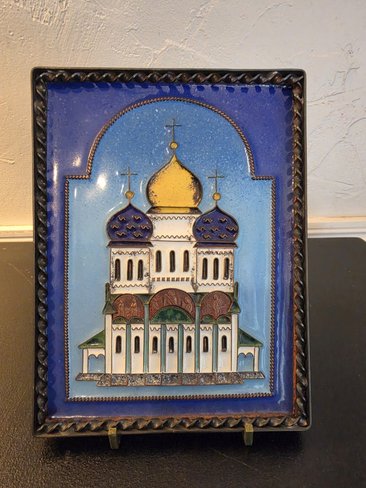 Vintage Russian Enamel Copper Metal Hanging Art Decor ‘Assumption Cathedral’ Vintage Russian Enamel Copper Metal Hanging Art Decor ‘Assumption Cathedral’