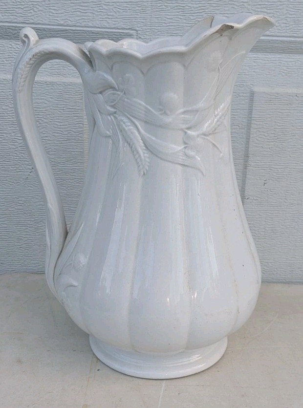 Antique Pearl Ironstone China Turner And Tomkinson Pitcher