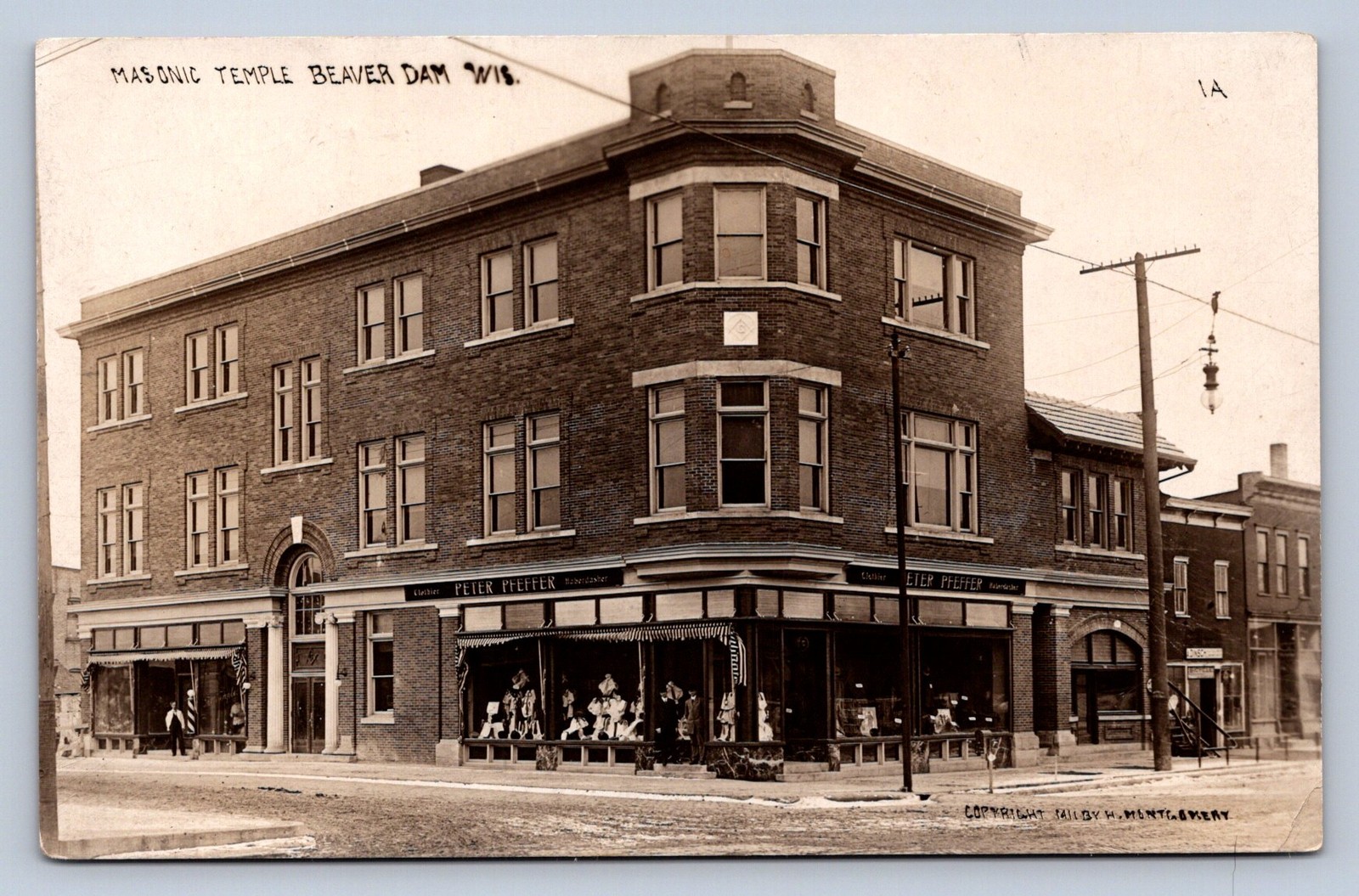 J90/ Beaver Dam Wisconsin RPPC Postcard c1910 Masonic Temple Building 396