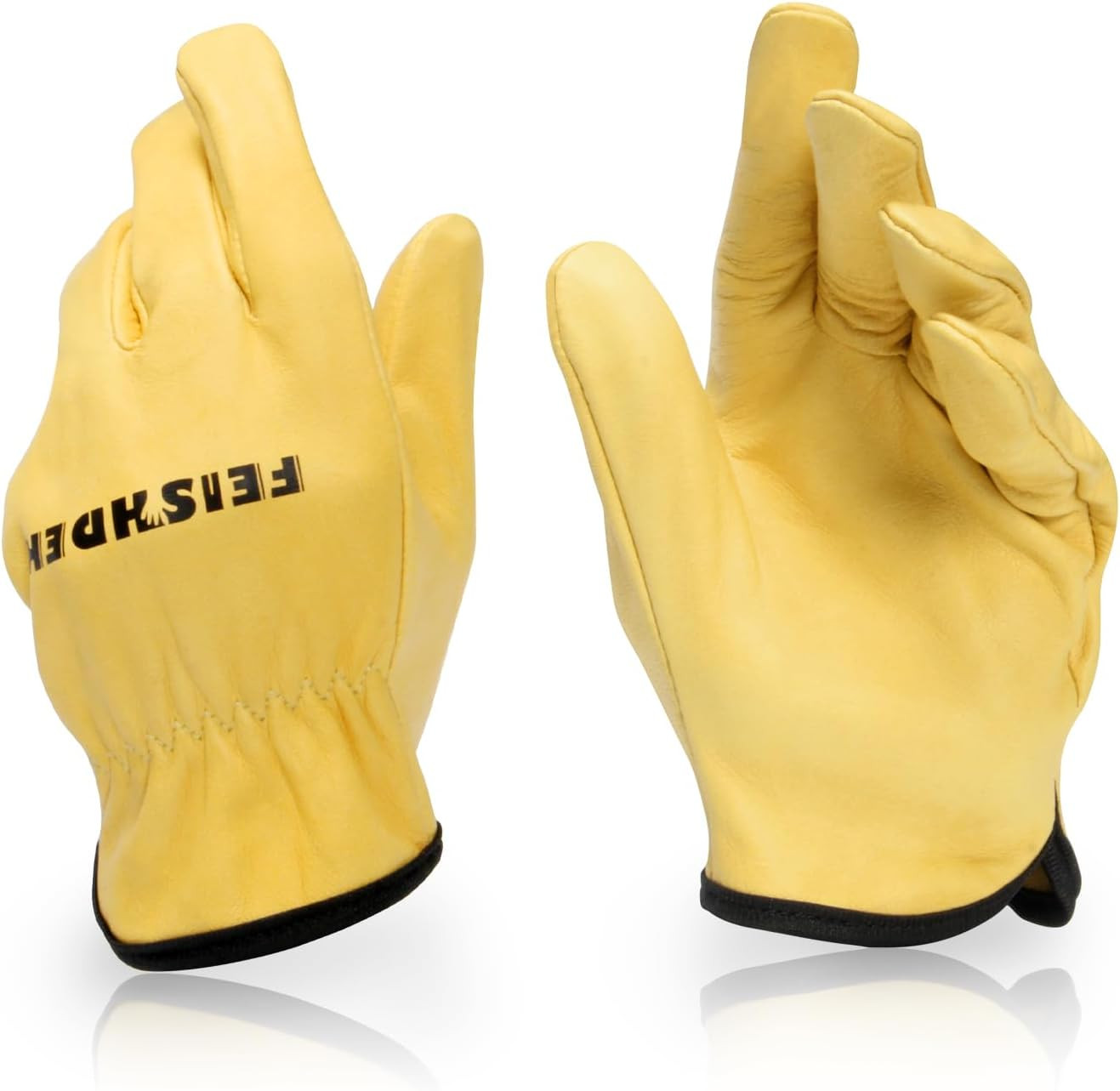 Kids Leather Gardening Gloves, Toddler Small (2-3 Years Old) Yellow - 1 Pairs