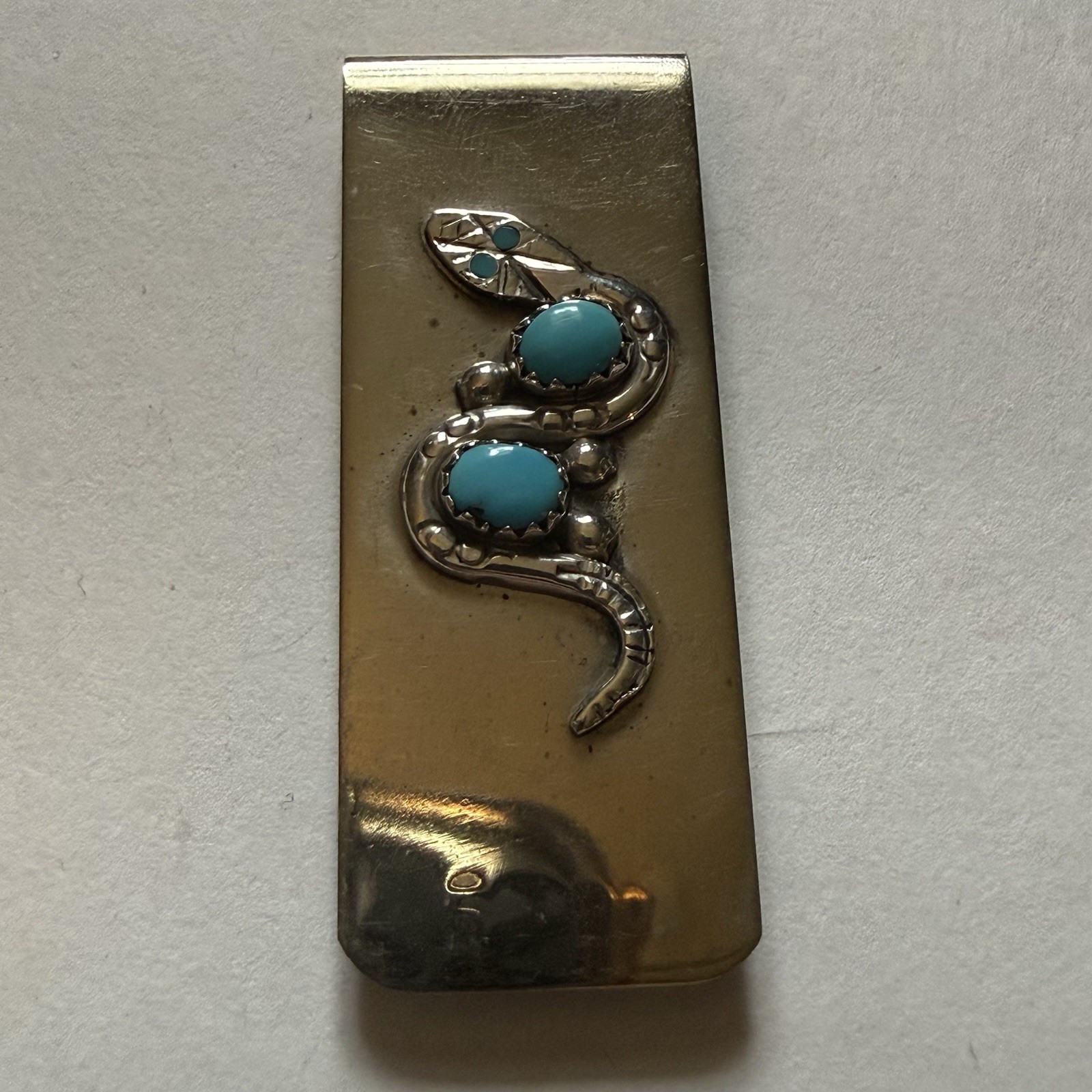 Vintage NIETO Turquoise Snake Money Clip Southwestern Western 14.02 Grams