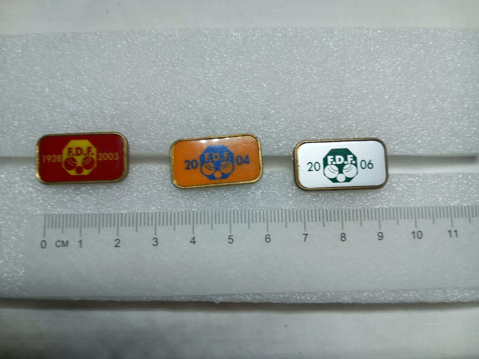 3 vintage FDF (Francis Drake Feeration) Bowling Year badges