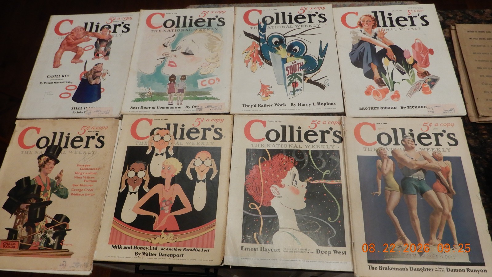 Collier’s The National Weekly Magazine 1930 Through 1938 Magazine Lot x8