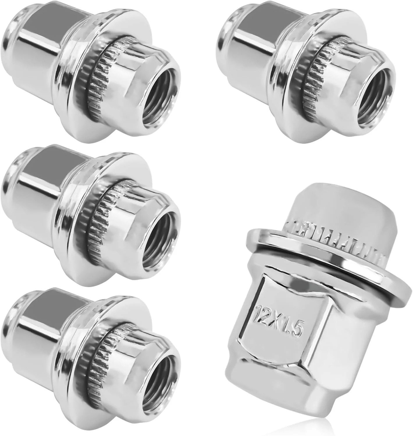 5PCS M12x1.5 Chrome Lug Nuts, Chrome Closed End Mag Style Lug Nuts with Washer R 5PCS M12x1.5 Chrome Lug Nuts, Chrome Closed End Mag Style Lug Nuts with Washer R