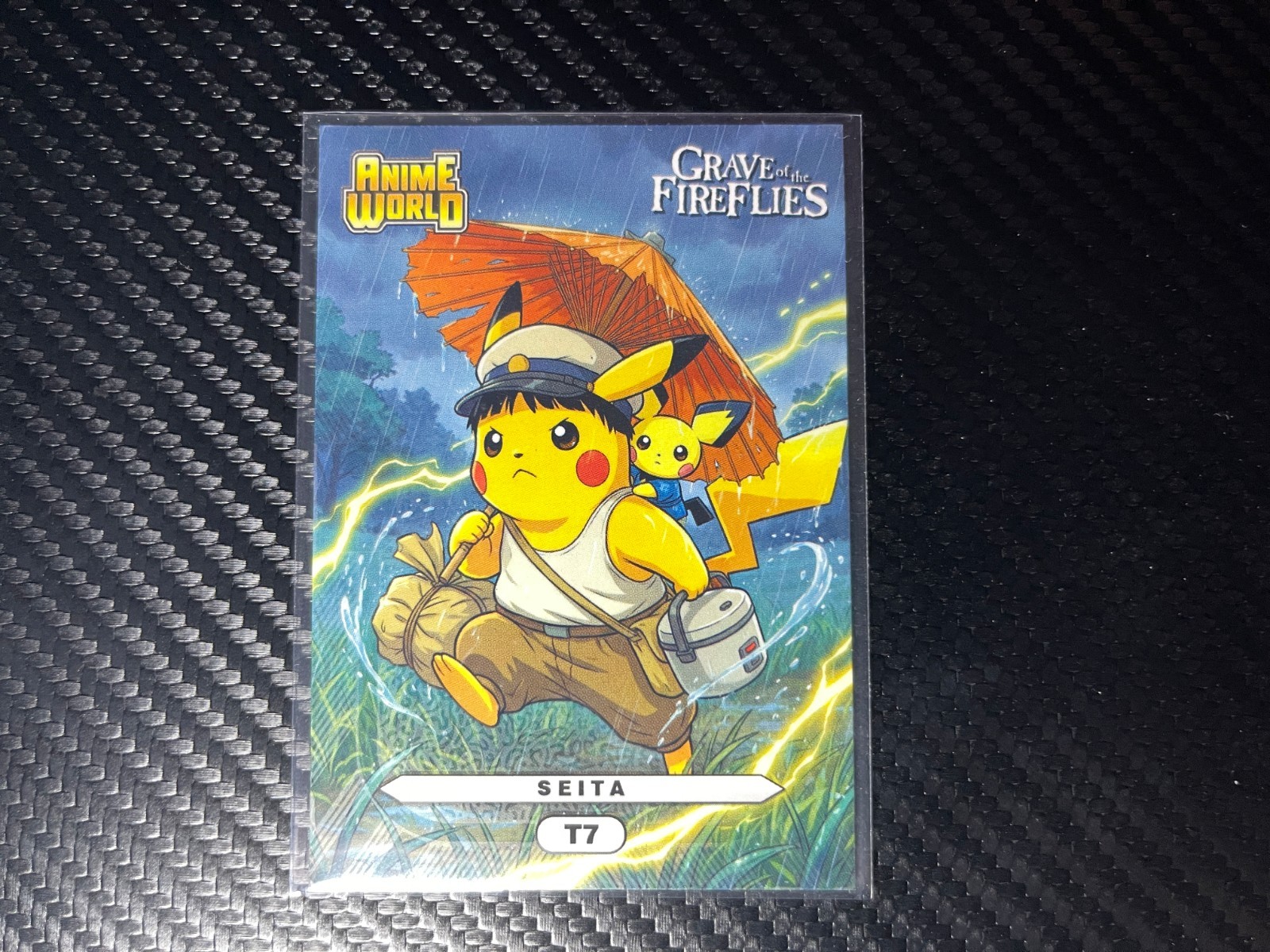 Pokémon Pikachu x Grave of the Fireflies-  Seita Anime World Card #T7 Full Art