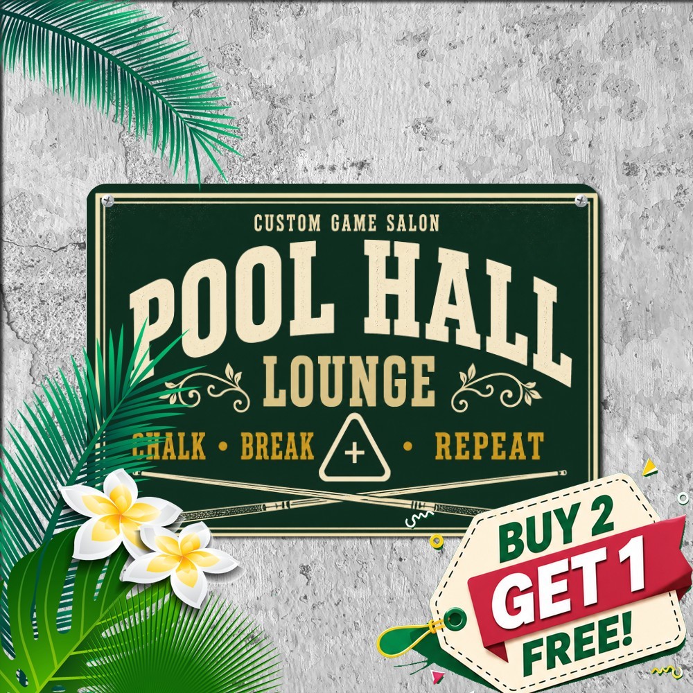 Chalkboard Style Billiards 8 Ball Pool Room Sports Sign Metal Tin Sign 8x12