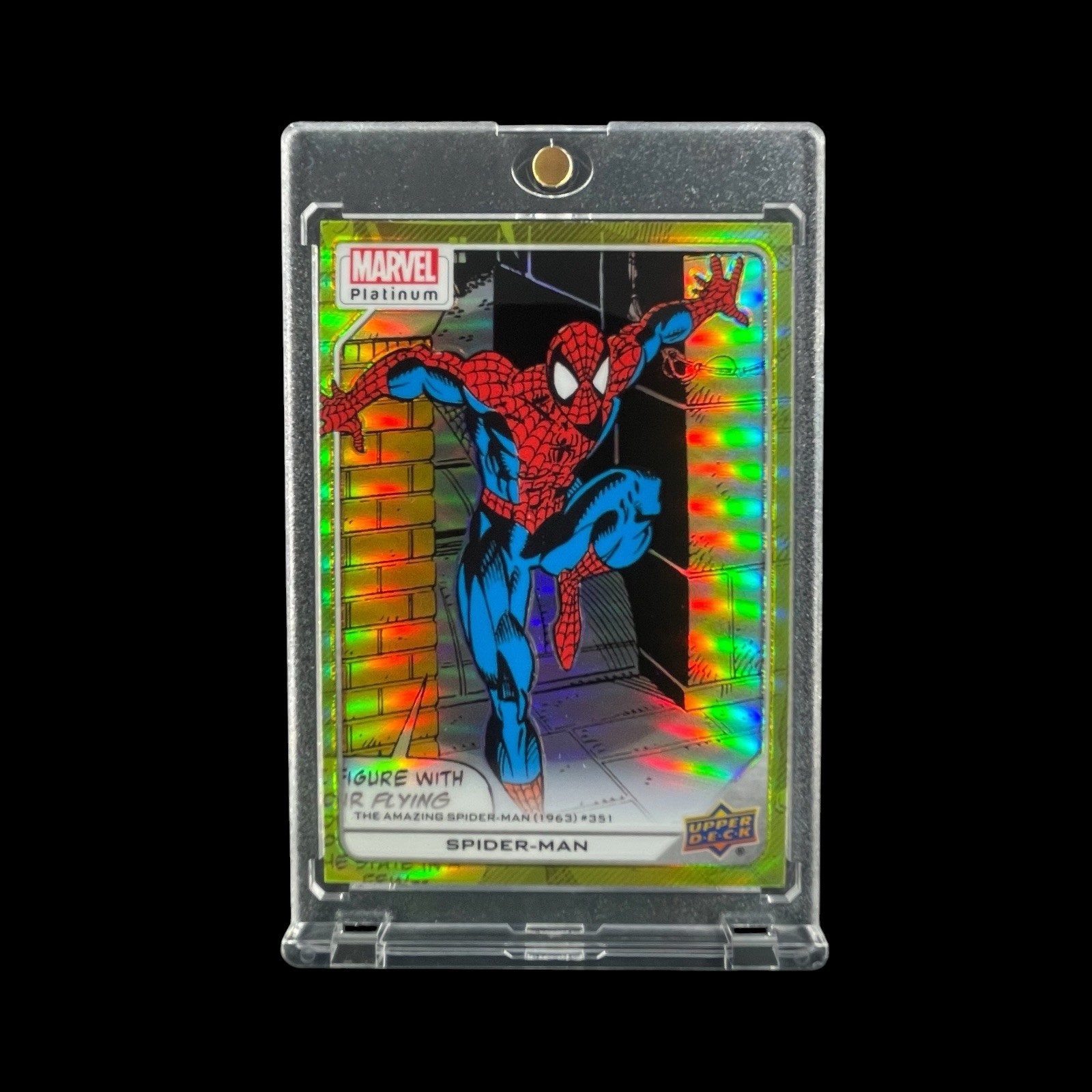 SPIDER-MAN YELLOW REFRACTOR PRIZM HOLO CARD 2023 Upper Deck Platinum - Marvel