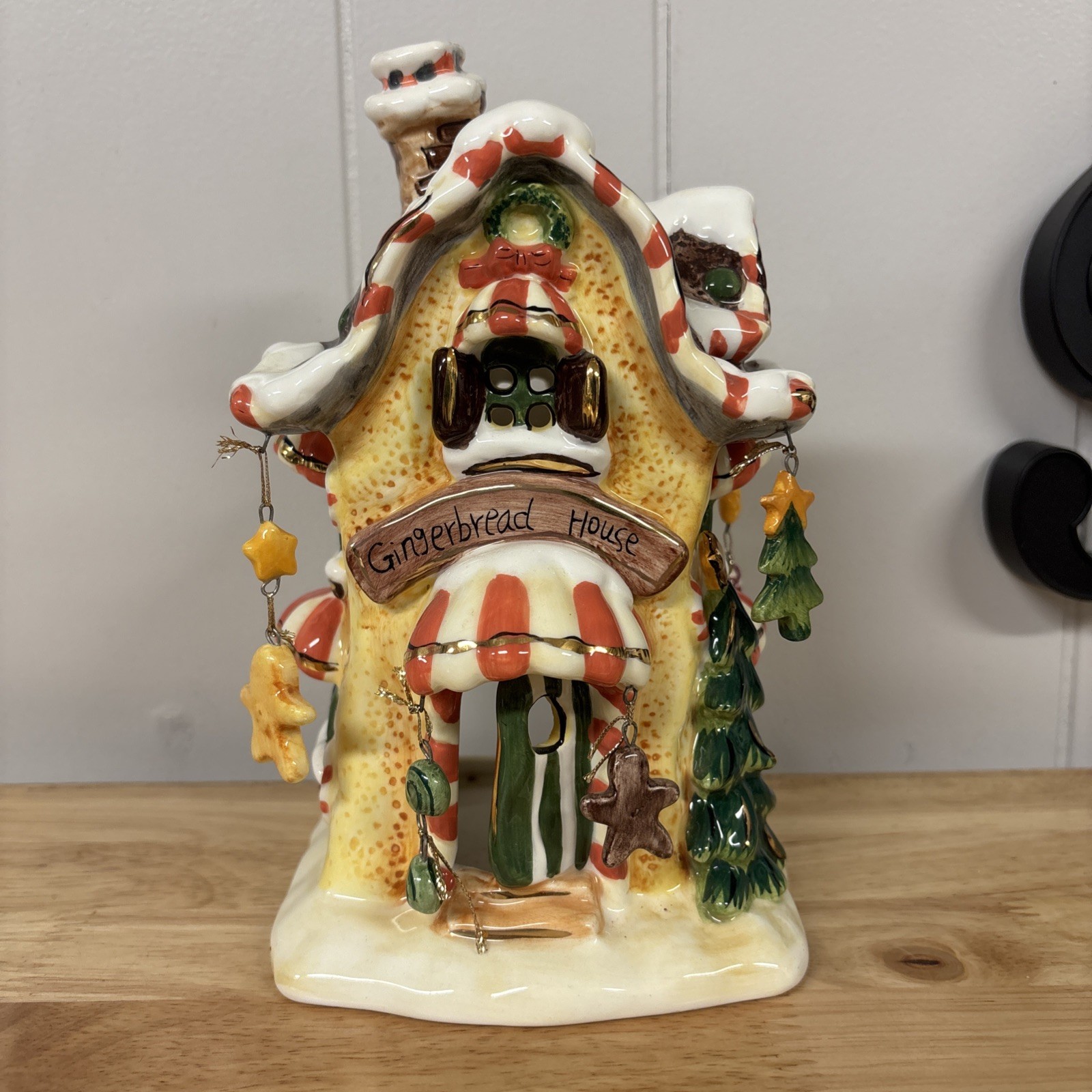 Christmas Tealight Candle Holder Gingerbread House Tealight Holder Ceramic 8.5” Christmas Tealight Candle Holder Gingerbread House Tealight Holder Ceramic 8.5”